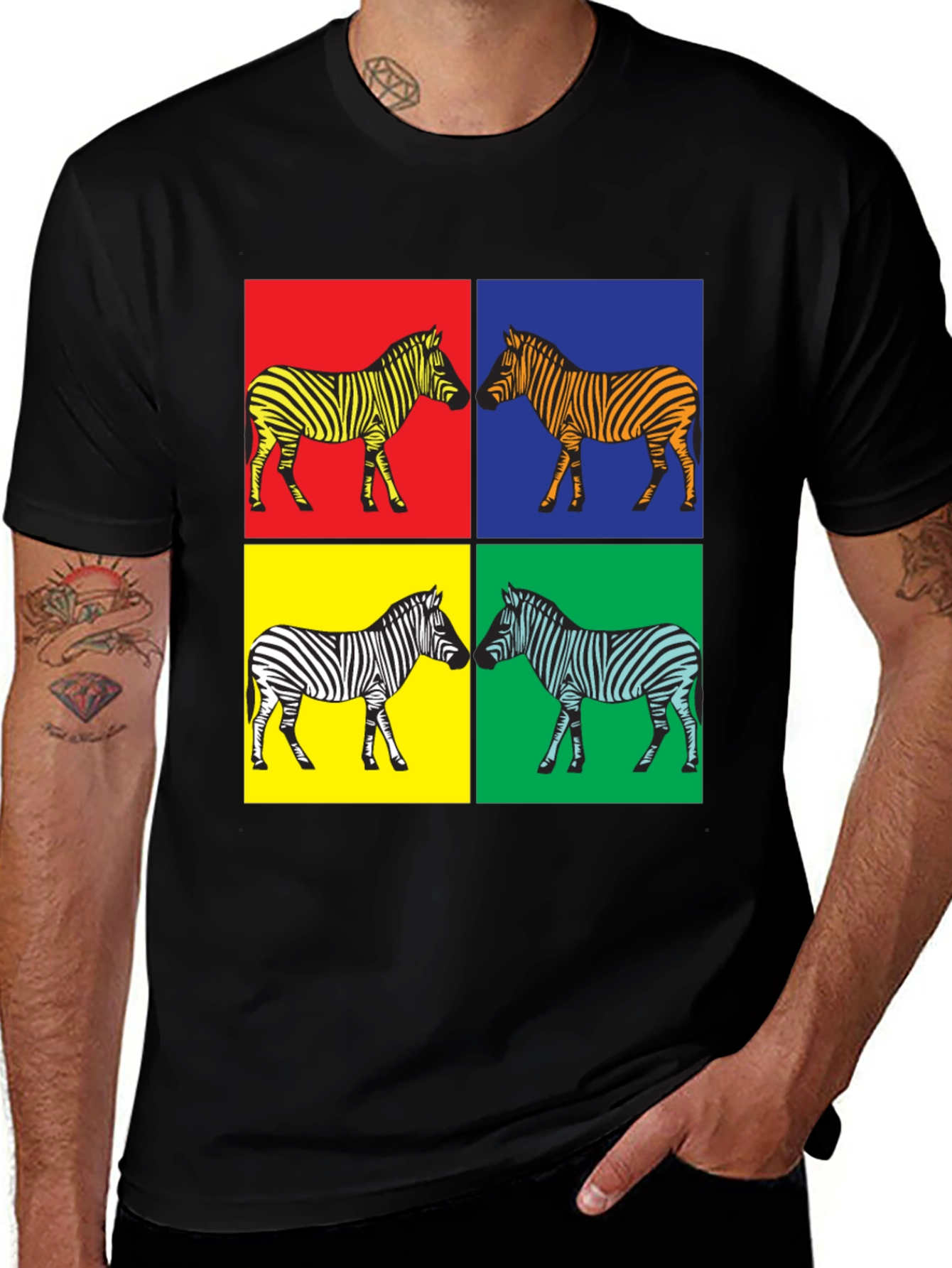 Variant 24 of Pop Art Zebra Graphic Tee - Stylish Men's T-Shirt