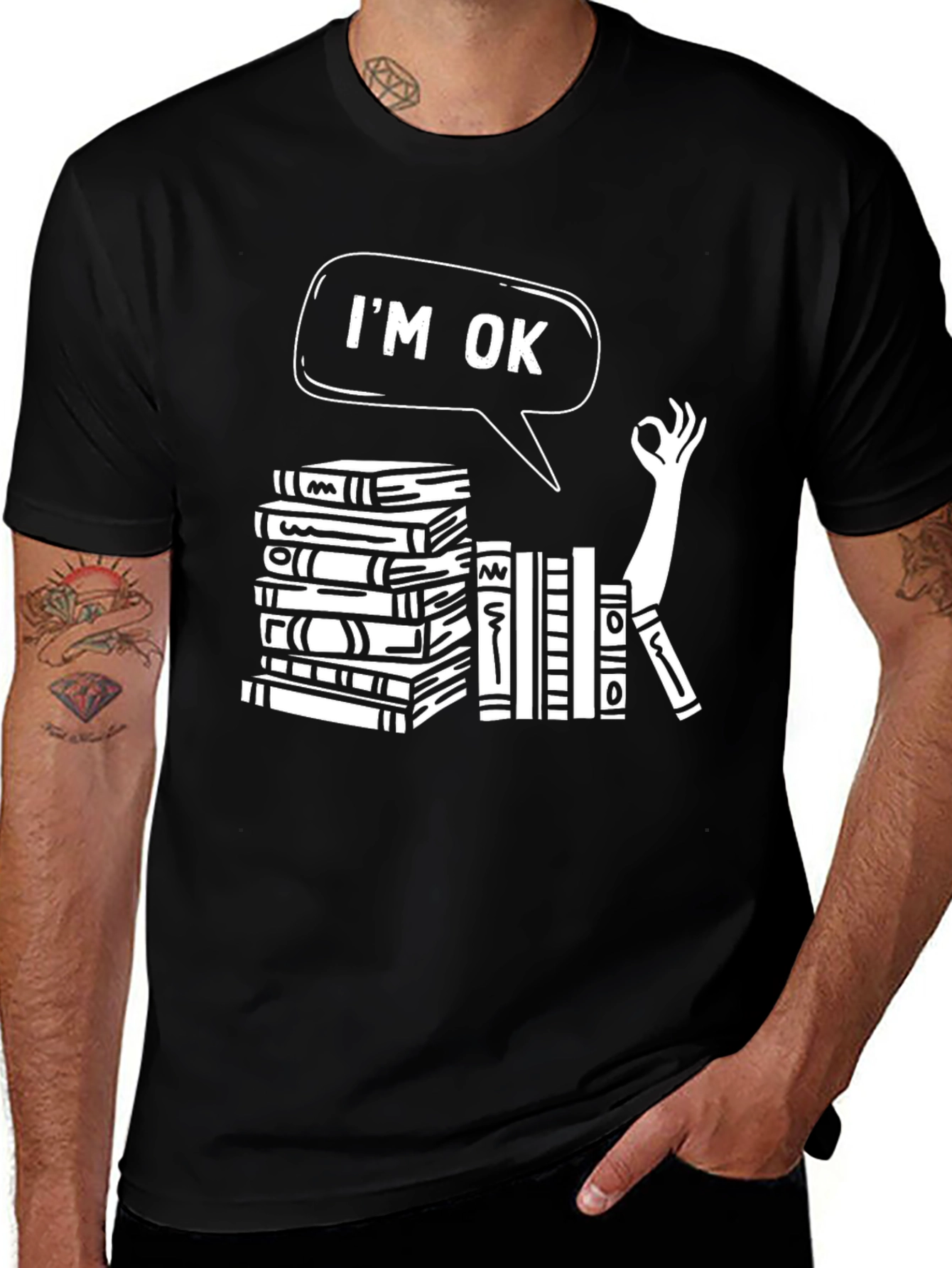 Variant 16 of I'm Ok T-Shirt - Book Lover Design
