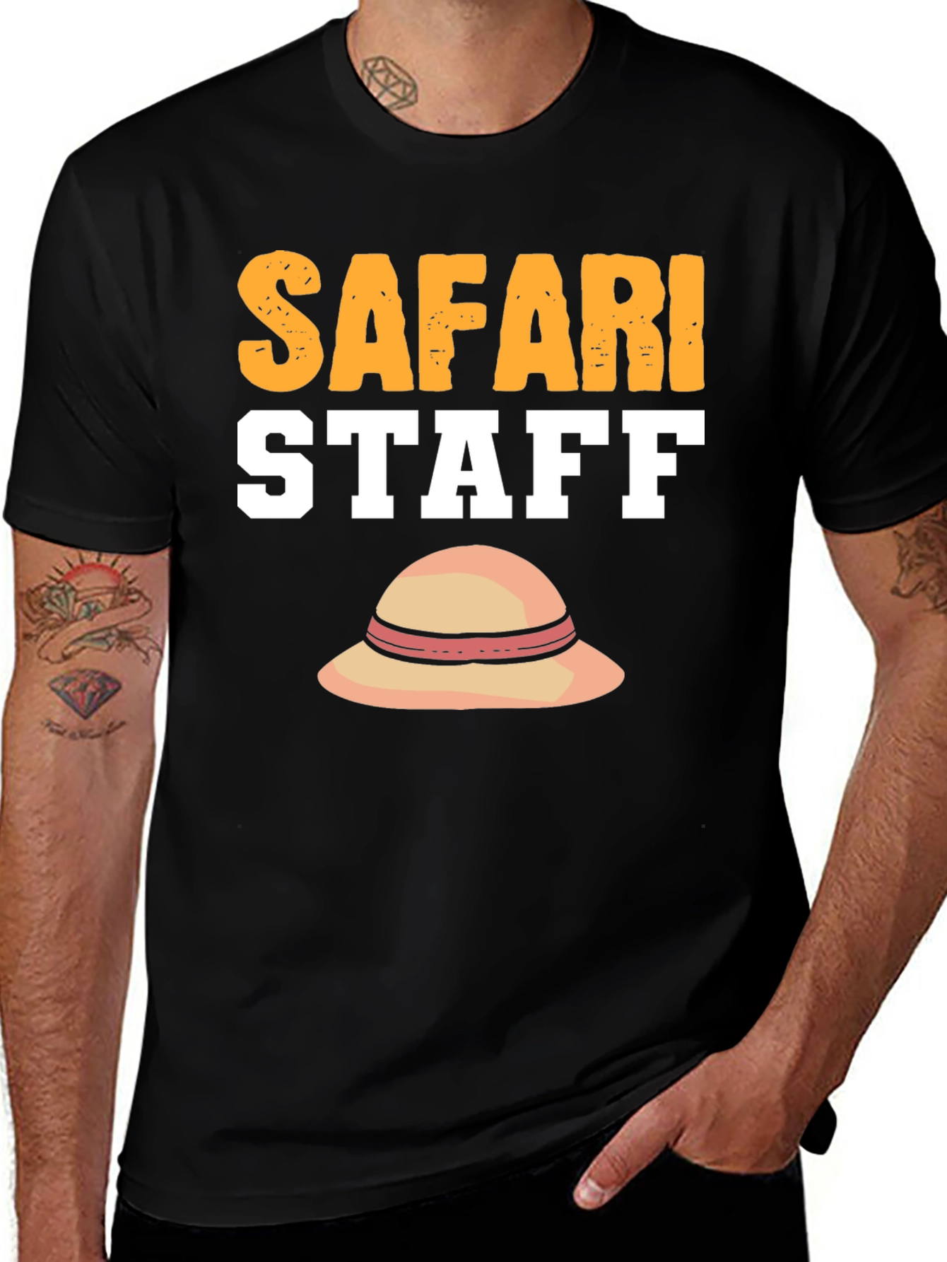 Variant 3 of Safari Staff T-Shirt with Sun Hat Graphic