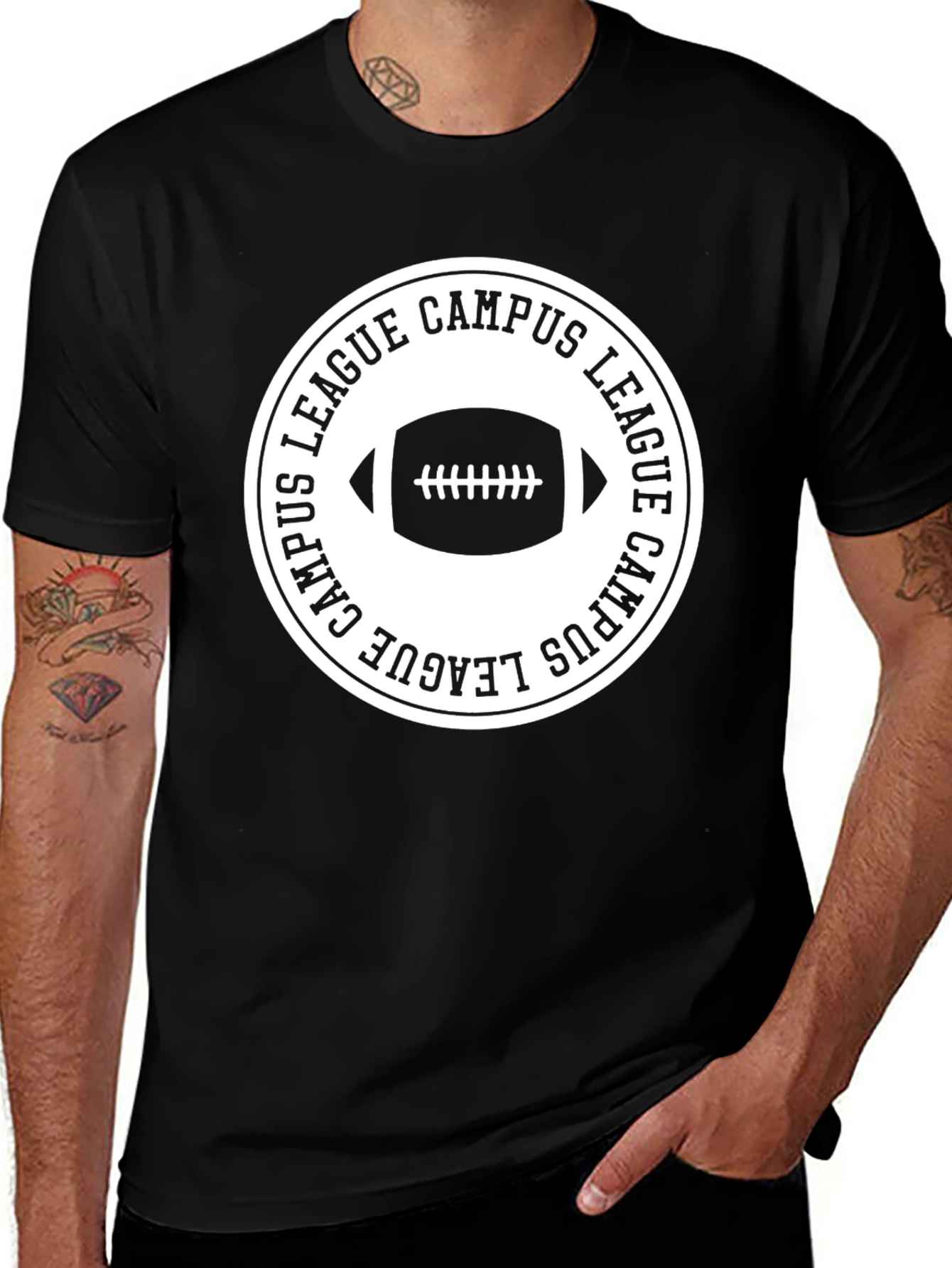 Variant 7 of Campus League Football T-Shirt - Black