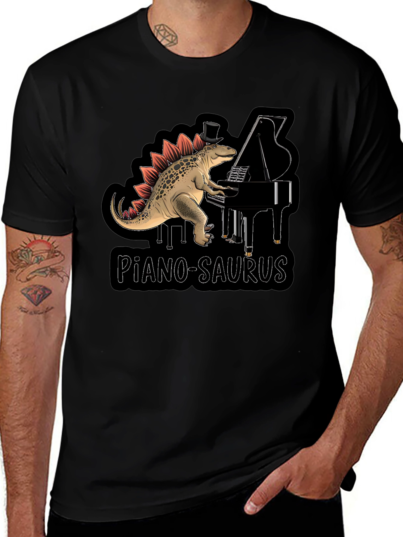 Variant 11 of Piano-Saurus T-Shirt - Dinosaur Pianist Top Hat