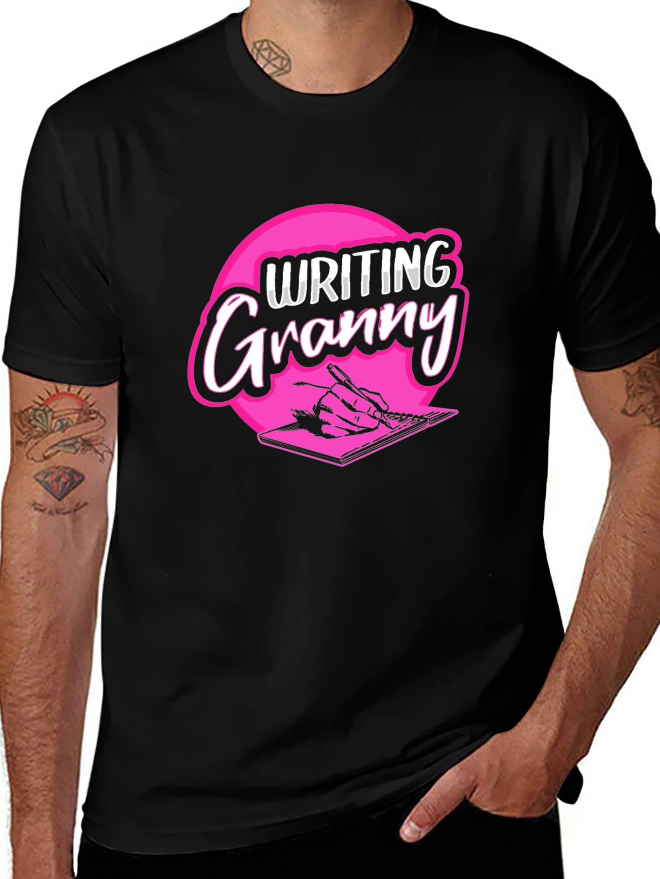 Writing Granny Black T-Shirt