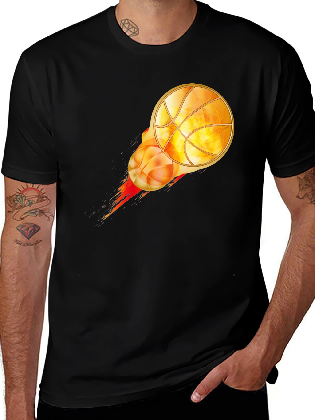Variant 13 of Flaming Basketball Graphic Tee - Cool Design!