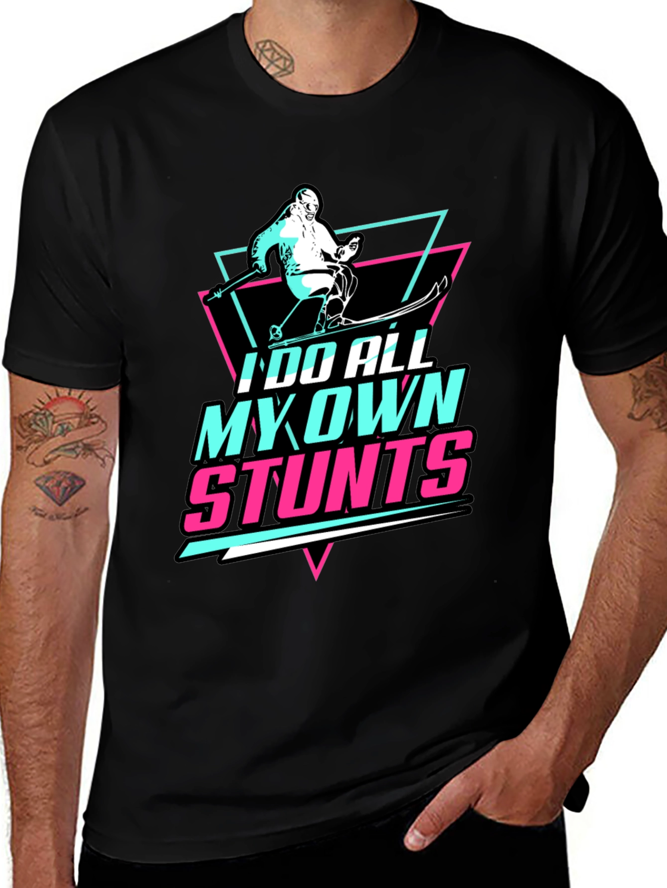 Variant 8 of I Do All My Own Stunts Skiing T-Shirt
