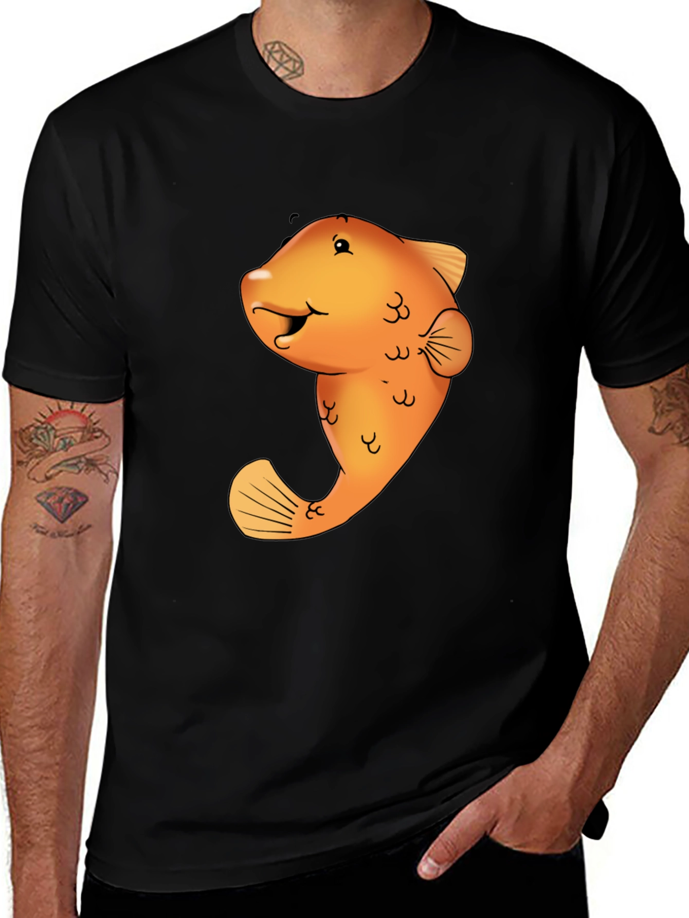 Variant 3 of Funny Fish Graphic Tee - Black