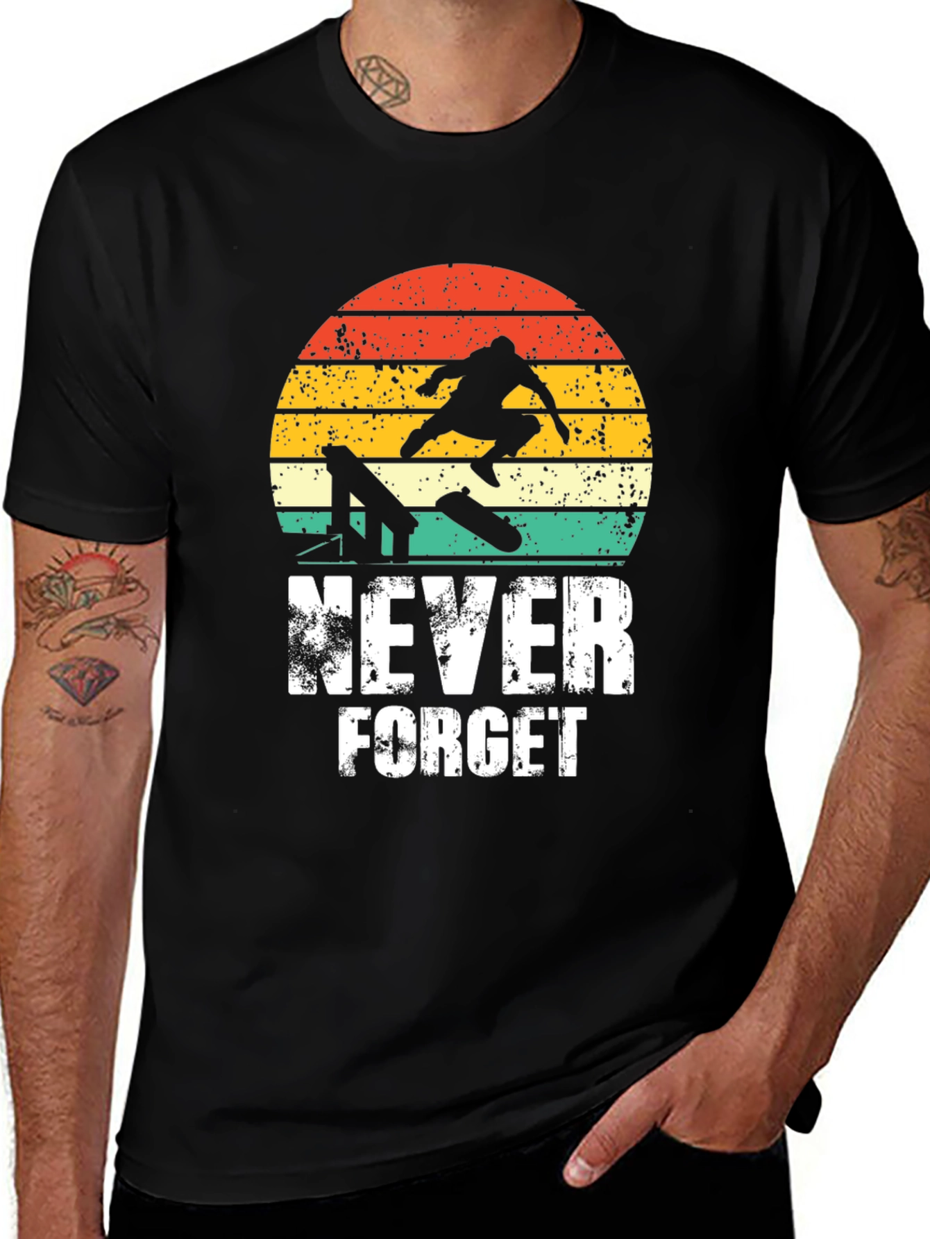 Retro Skateboard Never Forget Graphic Tee