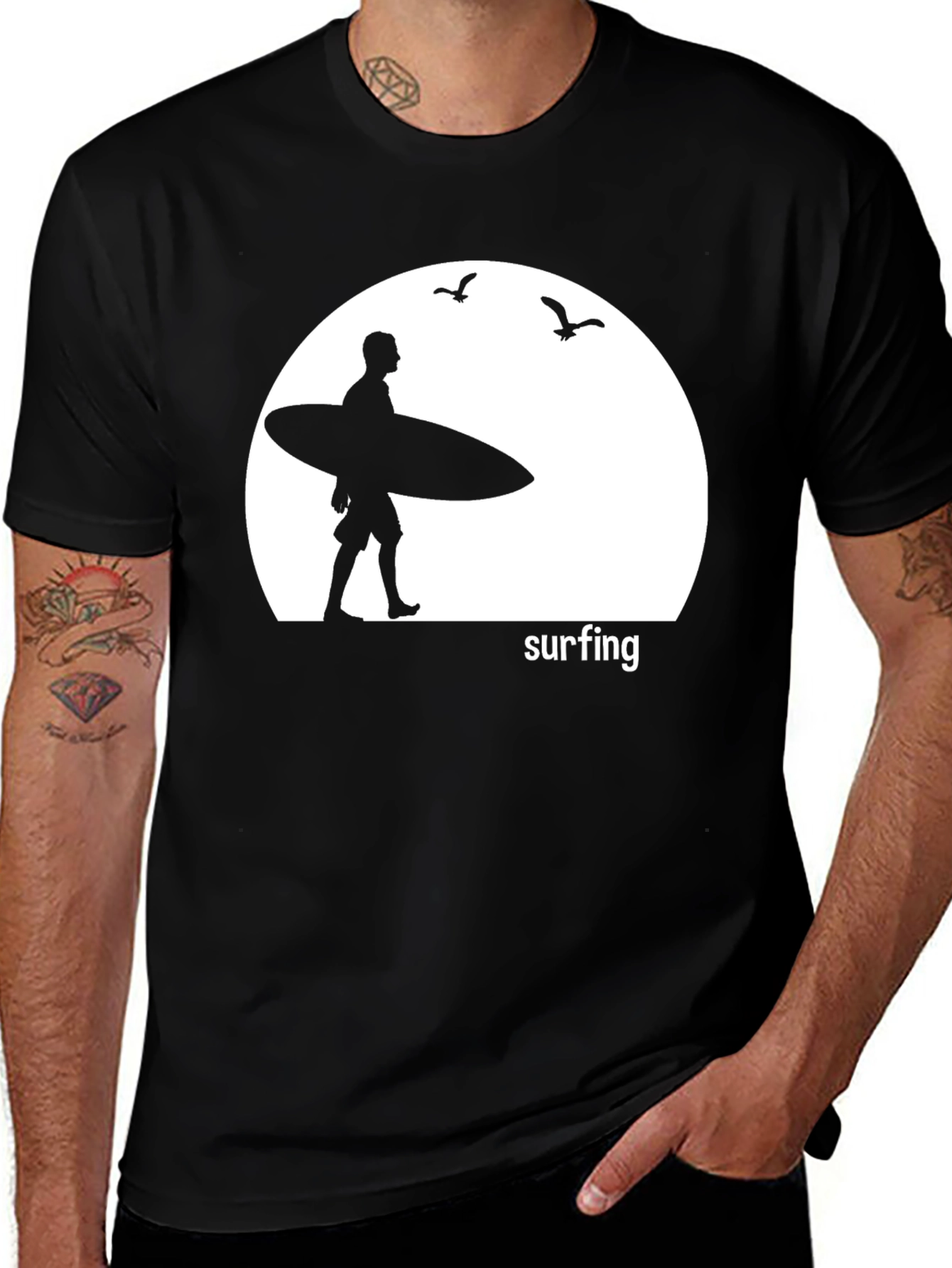 Surfing Silhouette Graphic T-Shirt