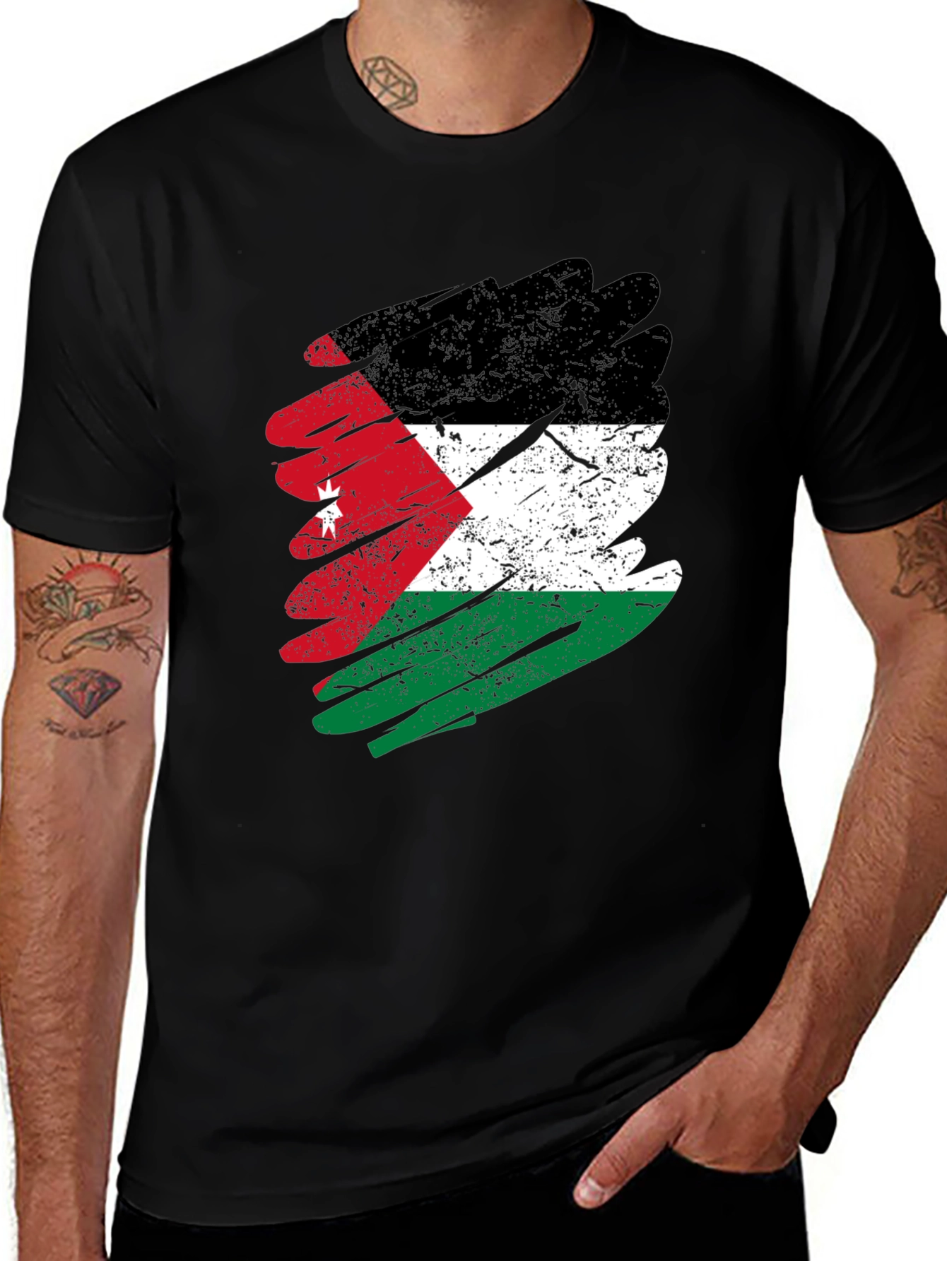 Variant 26 of Jordan Flag Distressed T-Shirt - Black