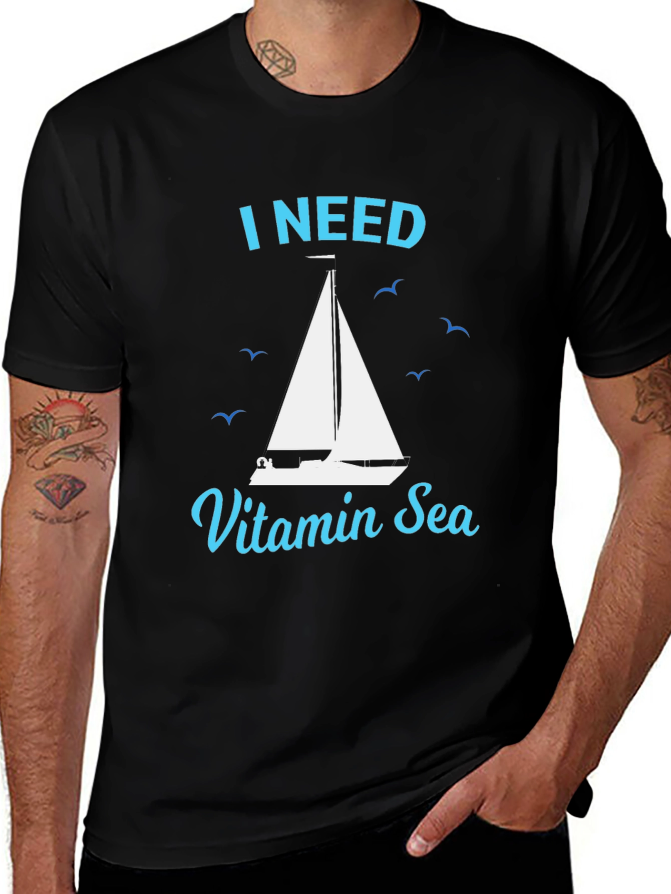 Variant 14 of I Need Vitamin Sea T-Shirt, Nautical Sailboat Tee