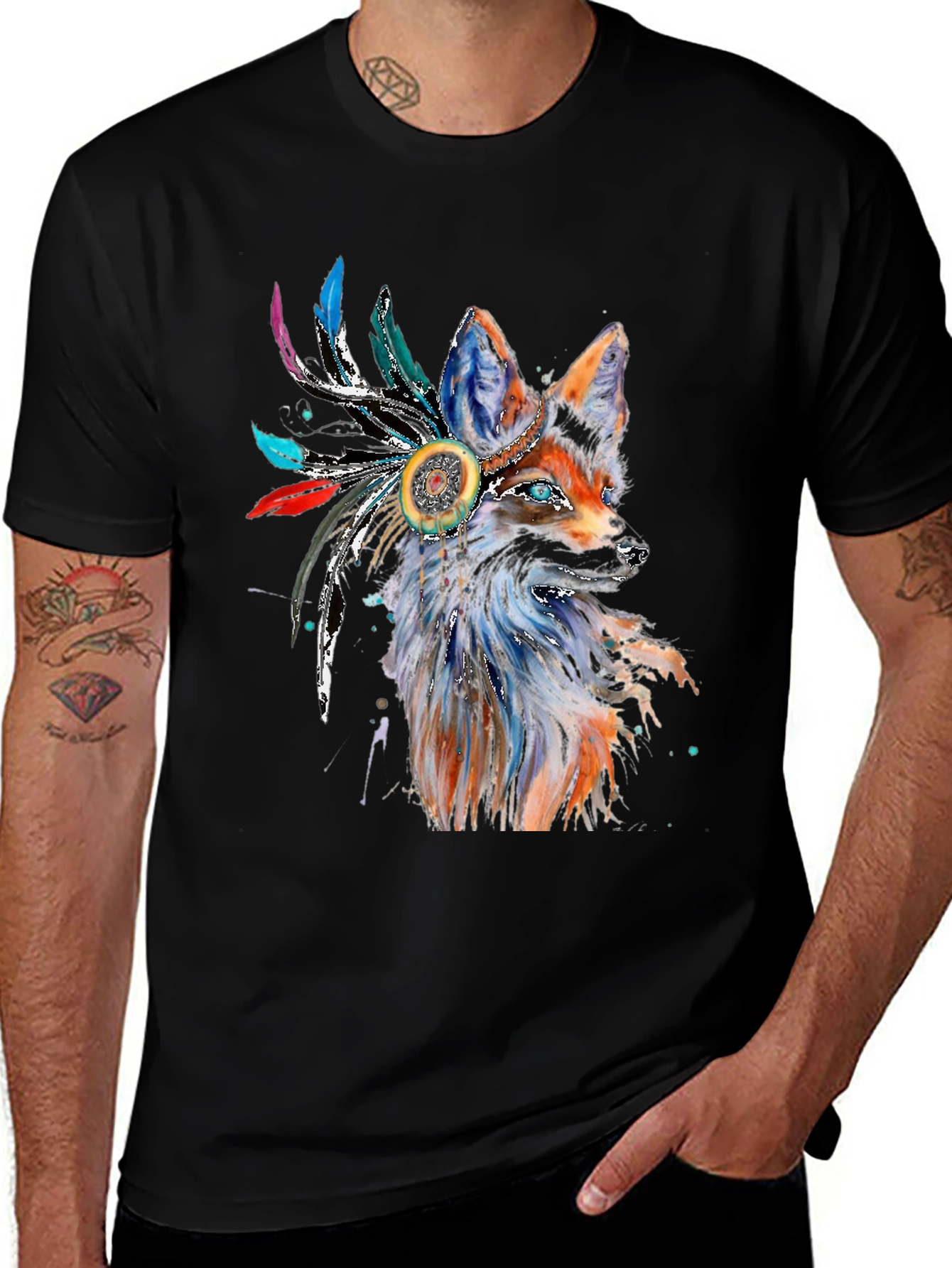 Variant 8 of Fox Headdress T-Shirt - Unique Graphic Tee