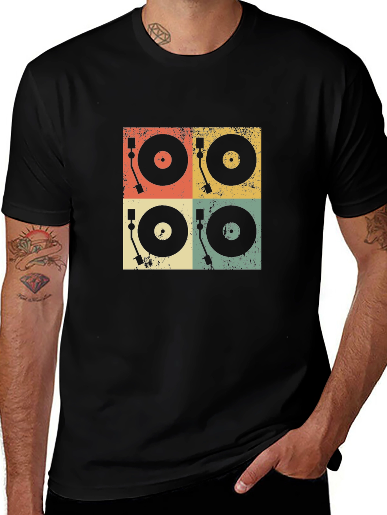 Variant 28 of Retro Turntable Graphic Tee - Black