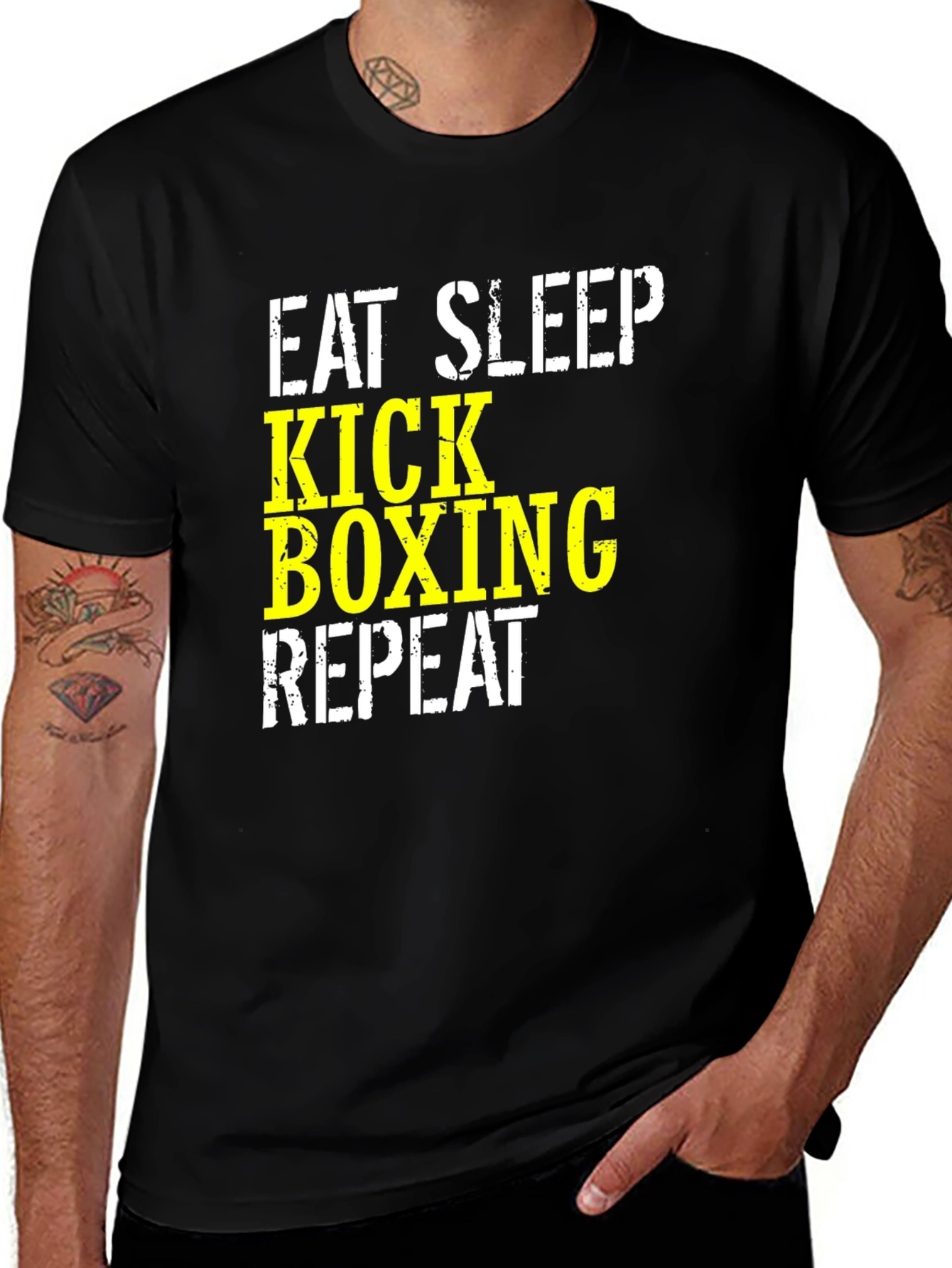 Variant 9 of Eat Sleep Kick Boxing Repeat T-Shirt - Black