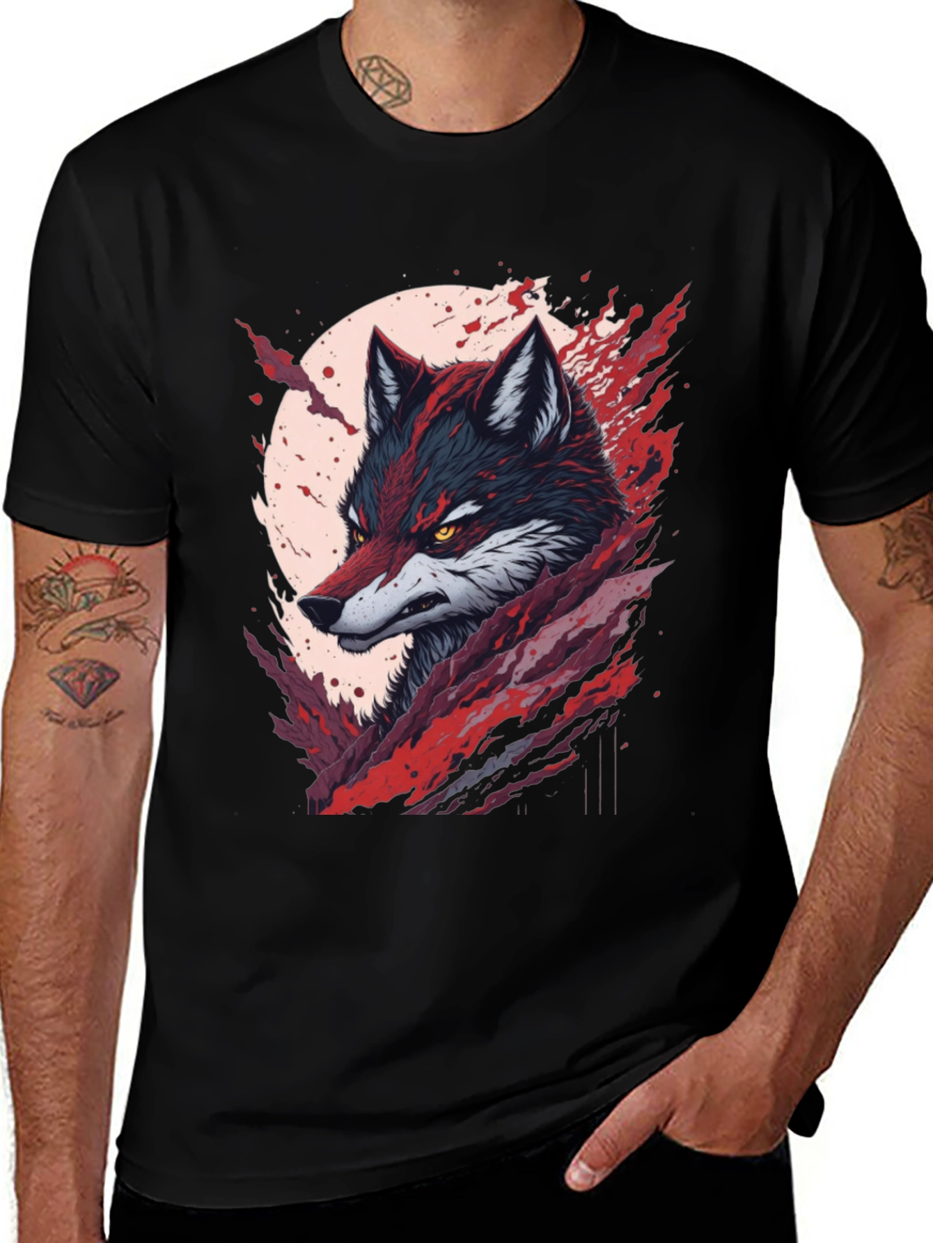 Variant 3 of Wolf Graphic Tee - Bold Animal Design