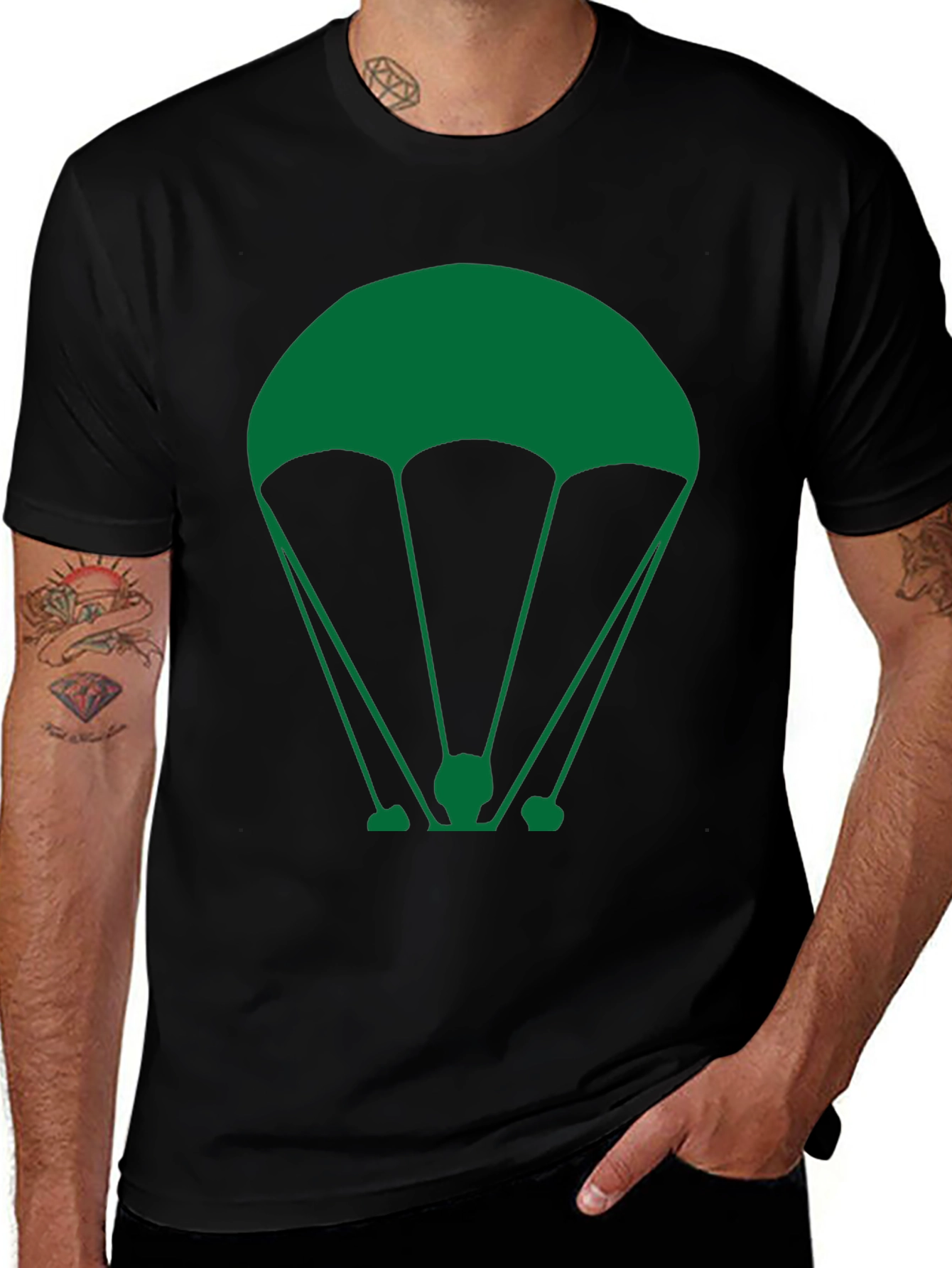 Variant 17 of Parachute Graphic T-Shirt - Black Cotton Tee