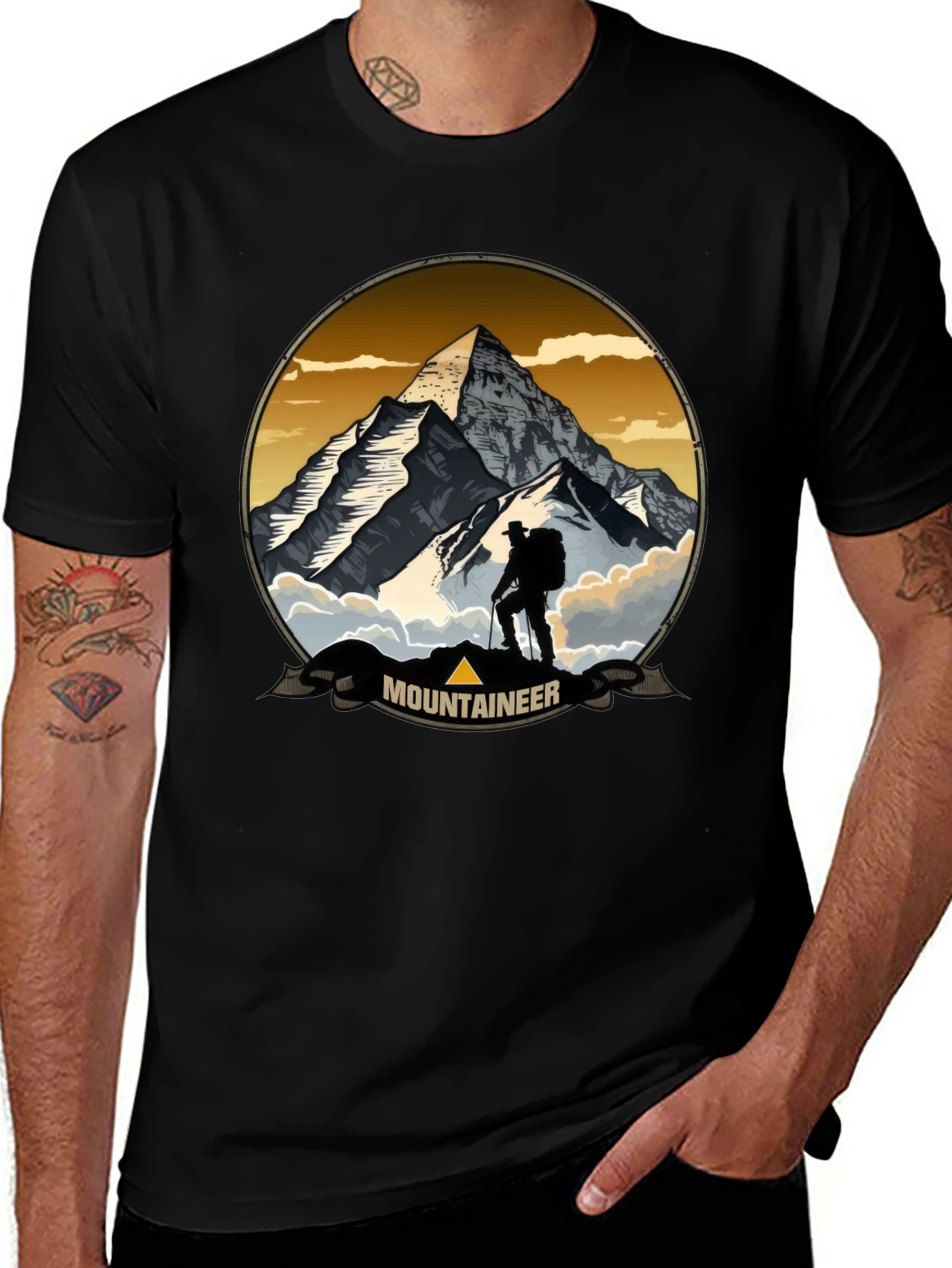 Black Mountaineer Adventure Graphic T-Shirt main image