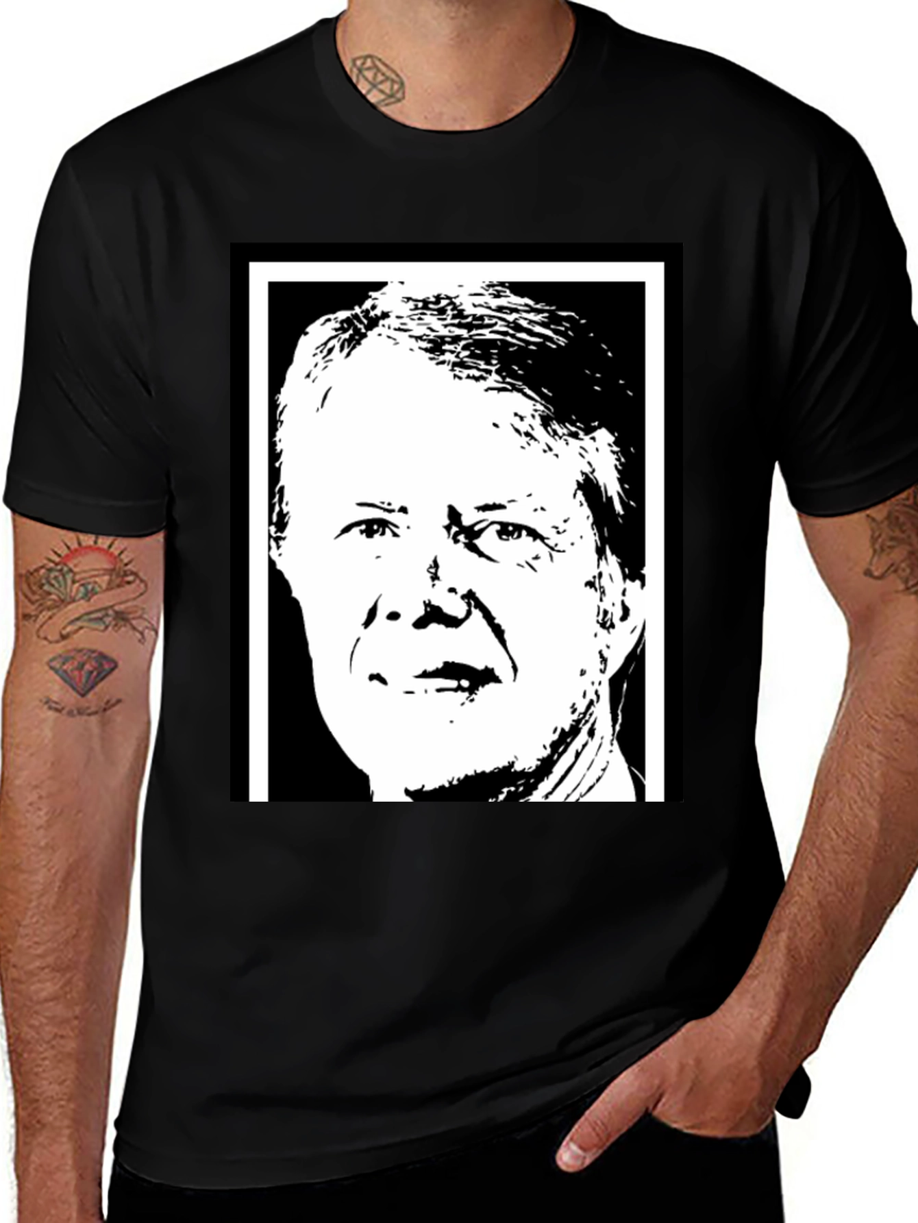 Jimmy Carter Portrait Graphic T-Shirt - Black
