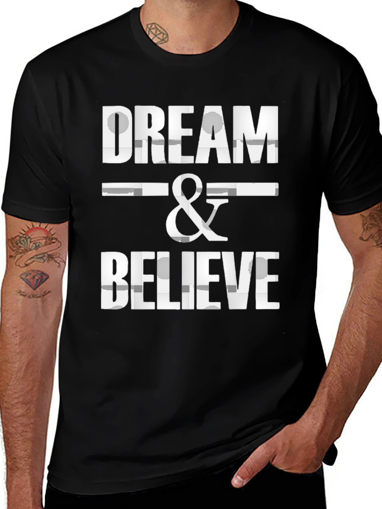 Variant 10 of Dream & Believe Graphic Tee - Motivational Black T-Shirt