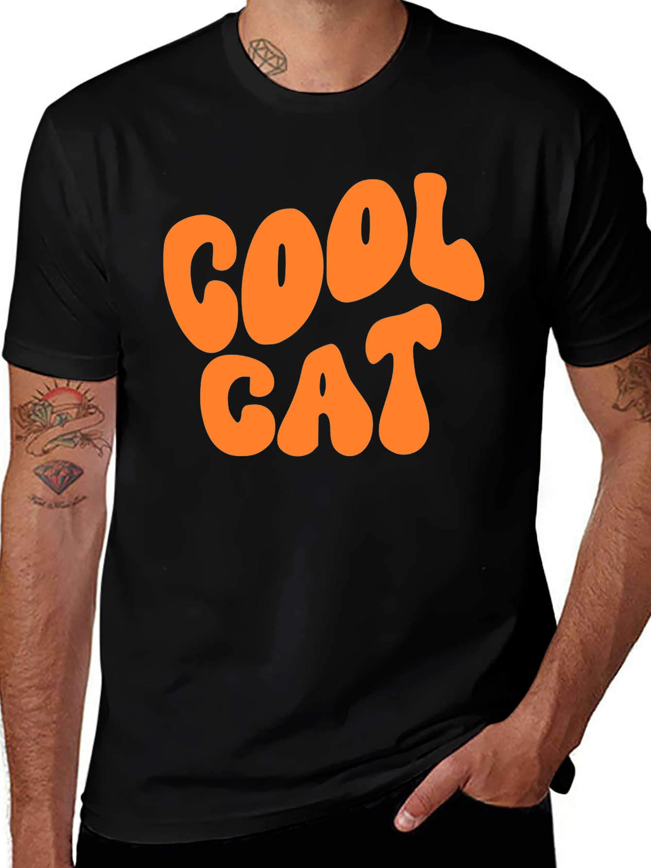 Variant 16 of Cool Cat Graphic Tee - Retro Style