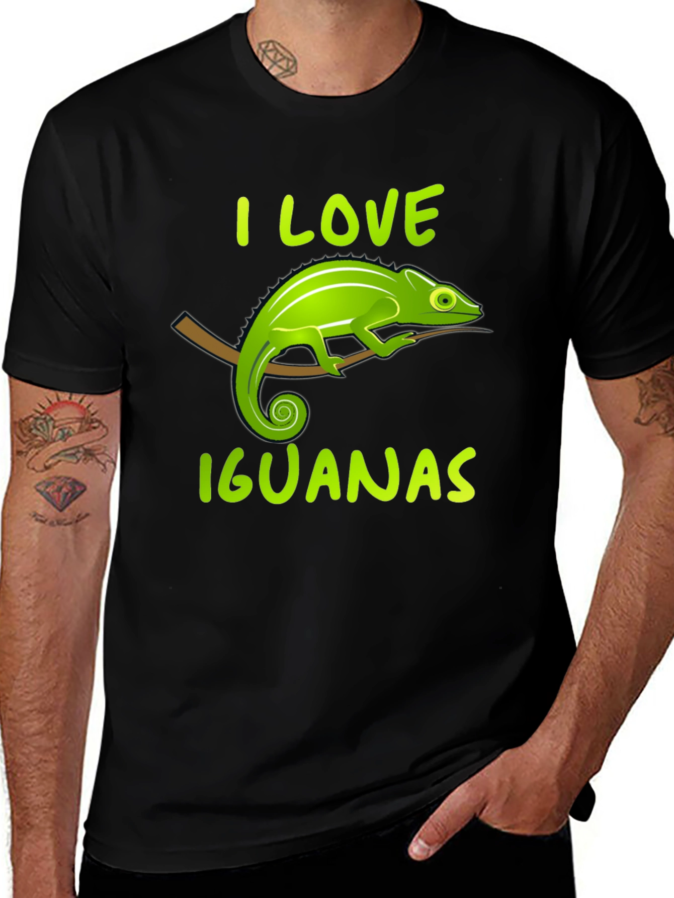 Variant 25 of I Love Iguanas Black T-Shirt