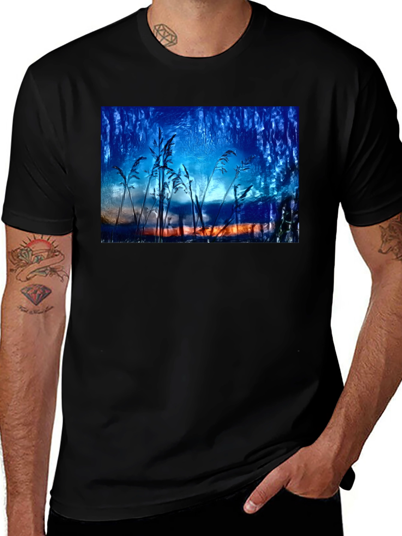Variant 10 of Nature Art T-Shirt - Blue Sunset Design