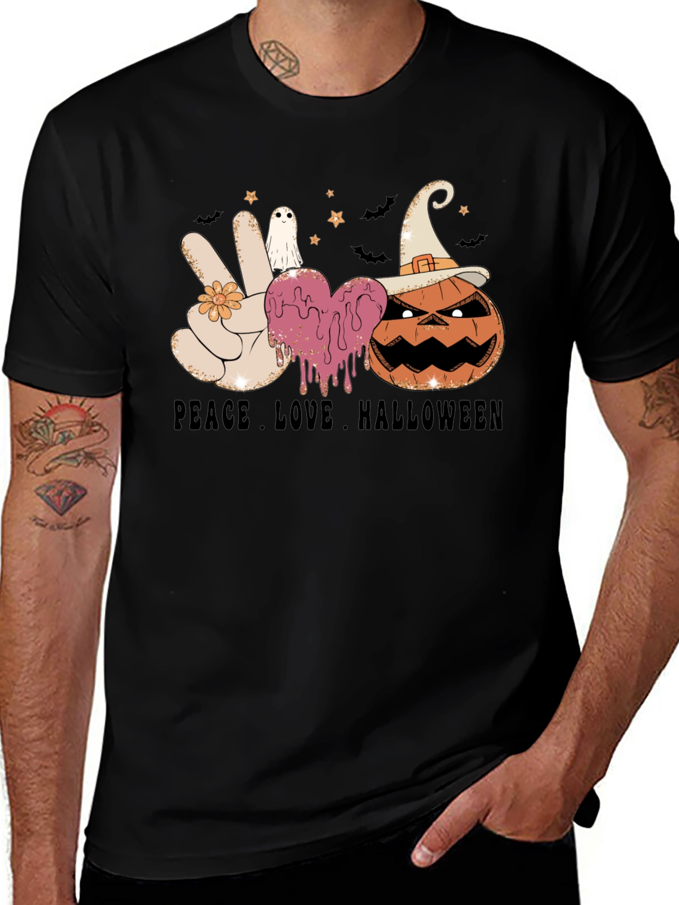 Variant 19 of Peace Love Halloween Graphic Tee