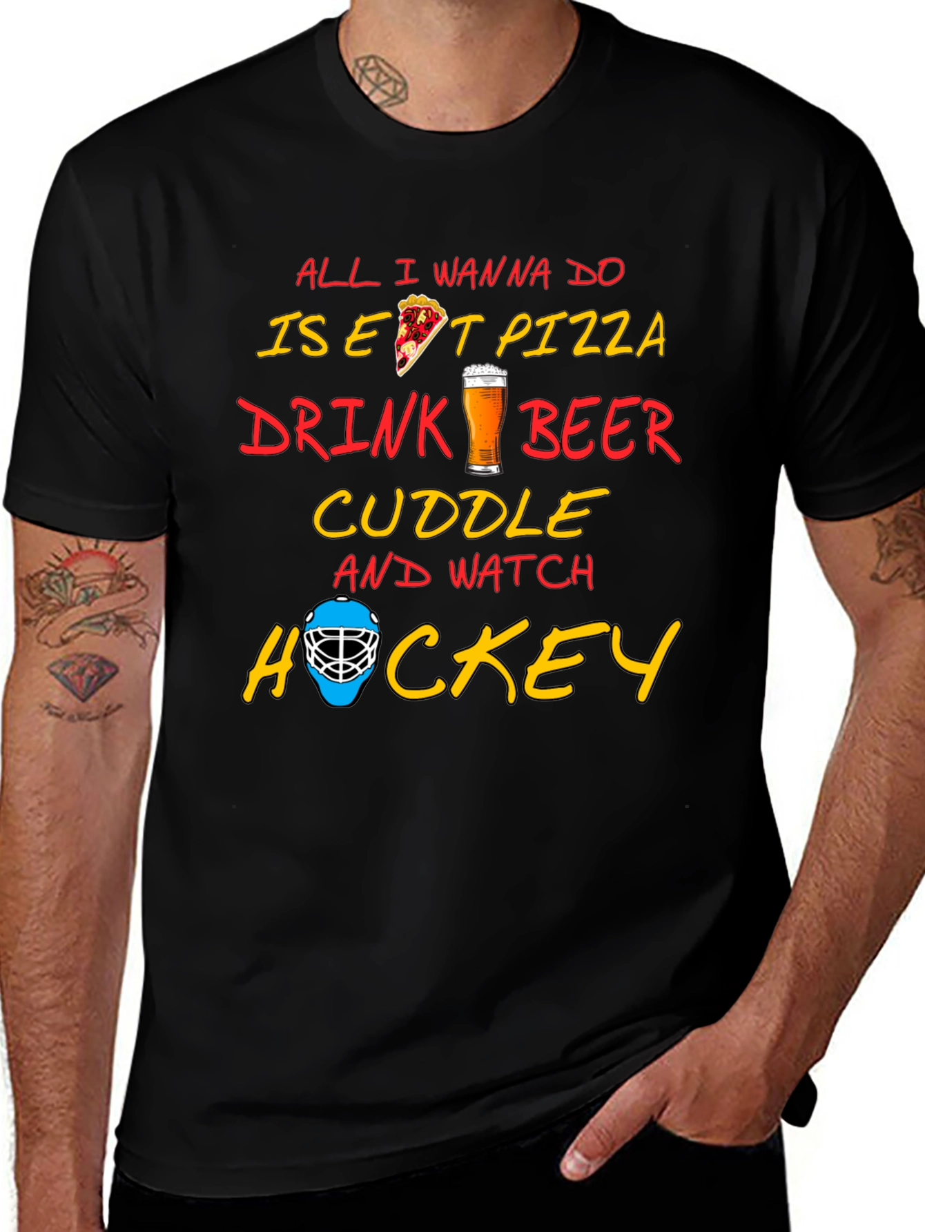 Variant 4 of Pizza Beer Hockey T-Shirt - Perfect Chill Tee