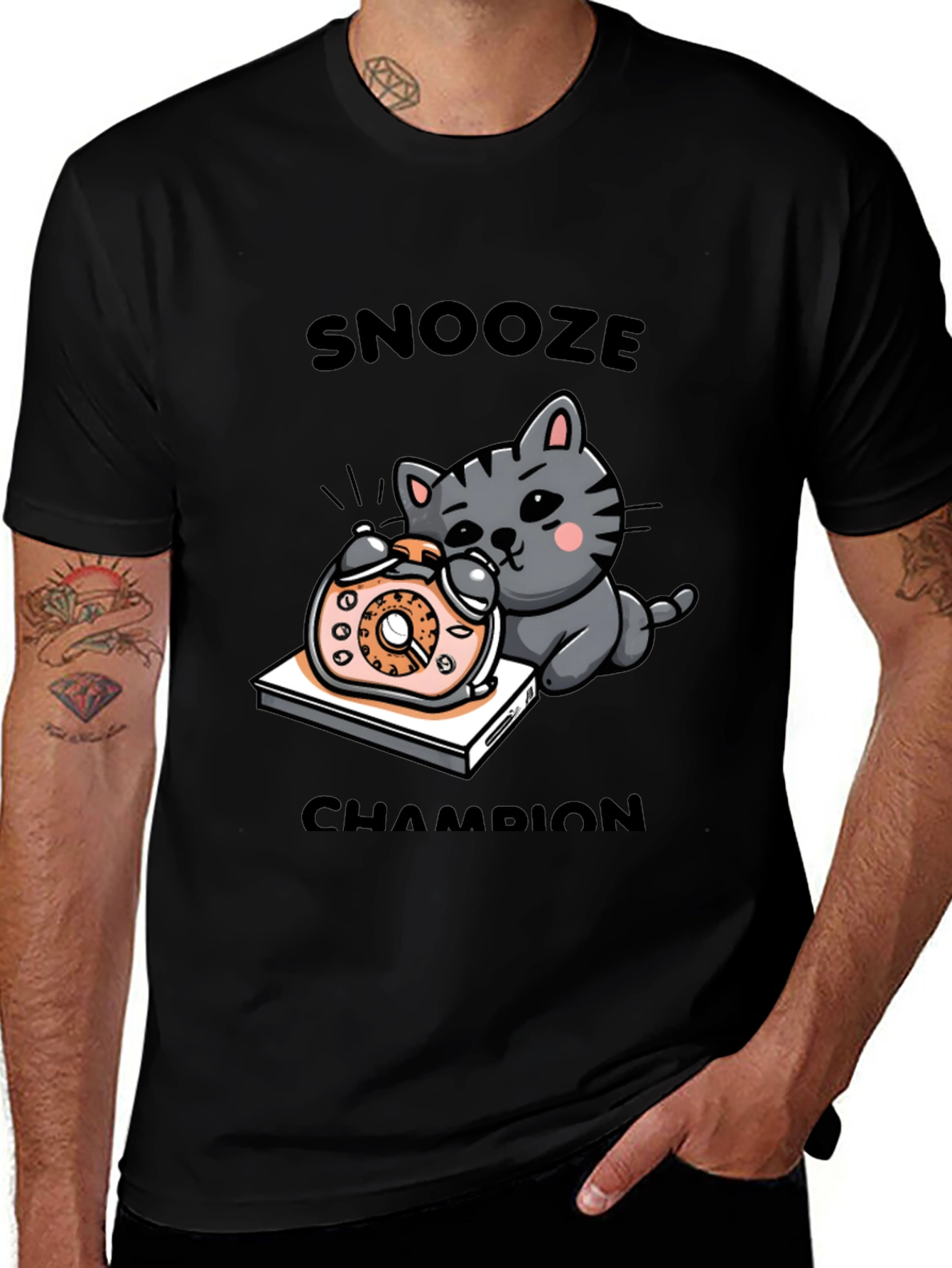 Variant 4 of Snooze Champion Cat Graphic T-Shirt