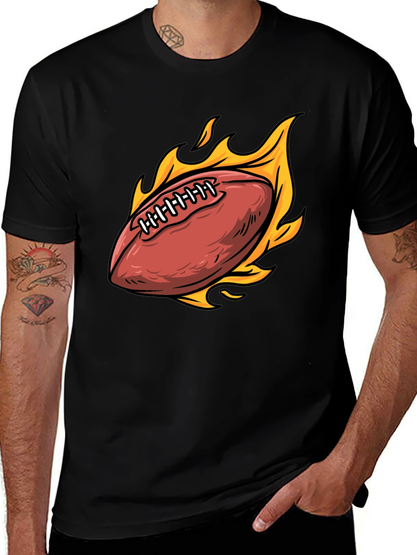 Variant 7 of Flaming Football Graphic Tee - Sporty & Stylish