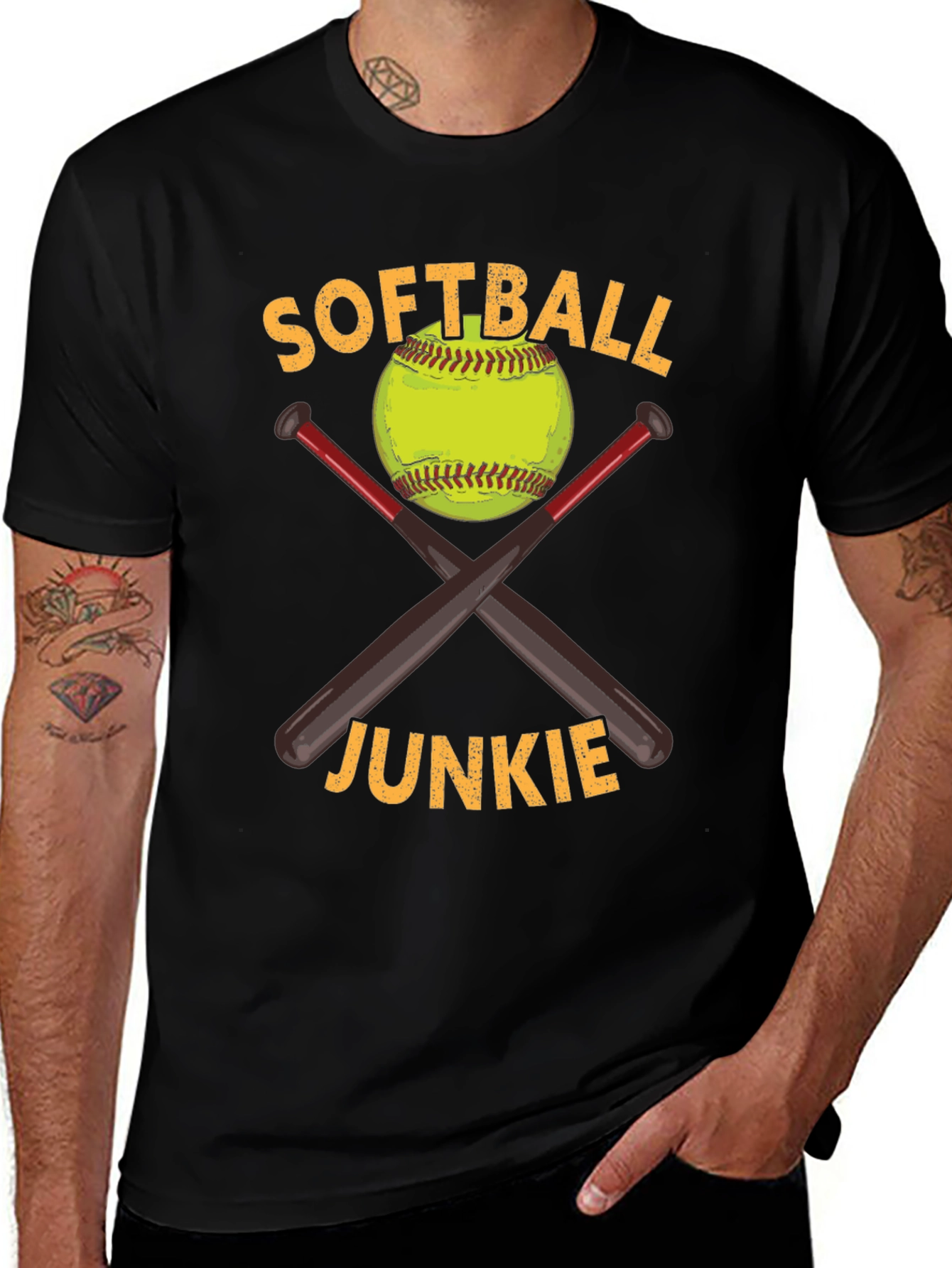 Black Softball Junkie Graphic Tee main image