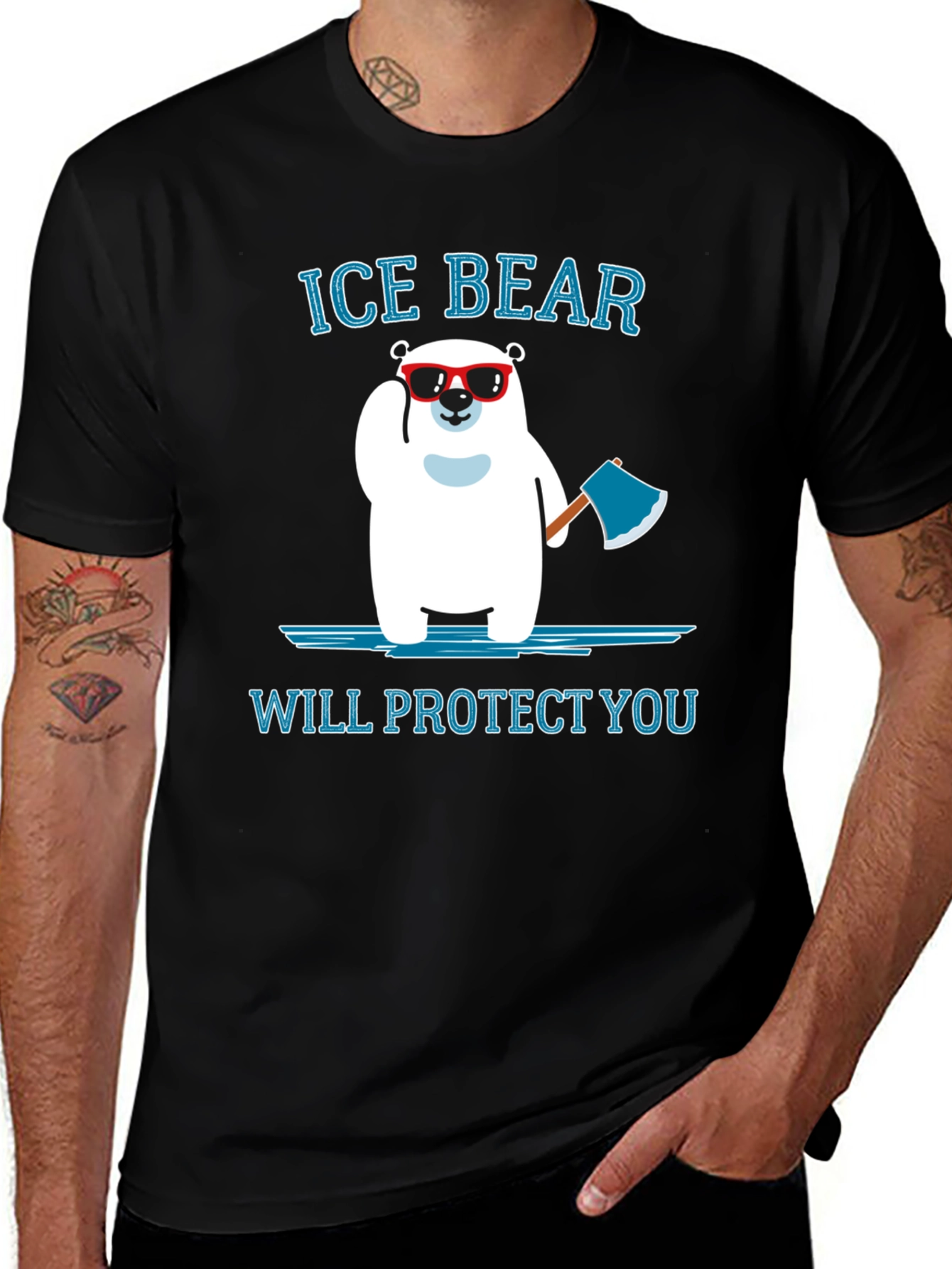 Variant 14 of Ice Bear Will Protect You Black T-Shirt