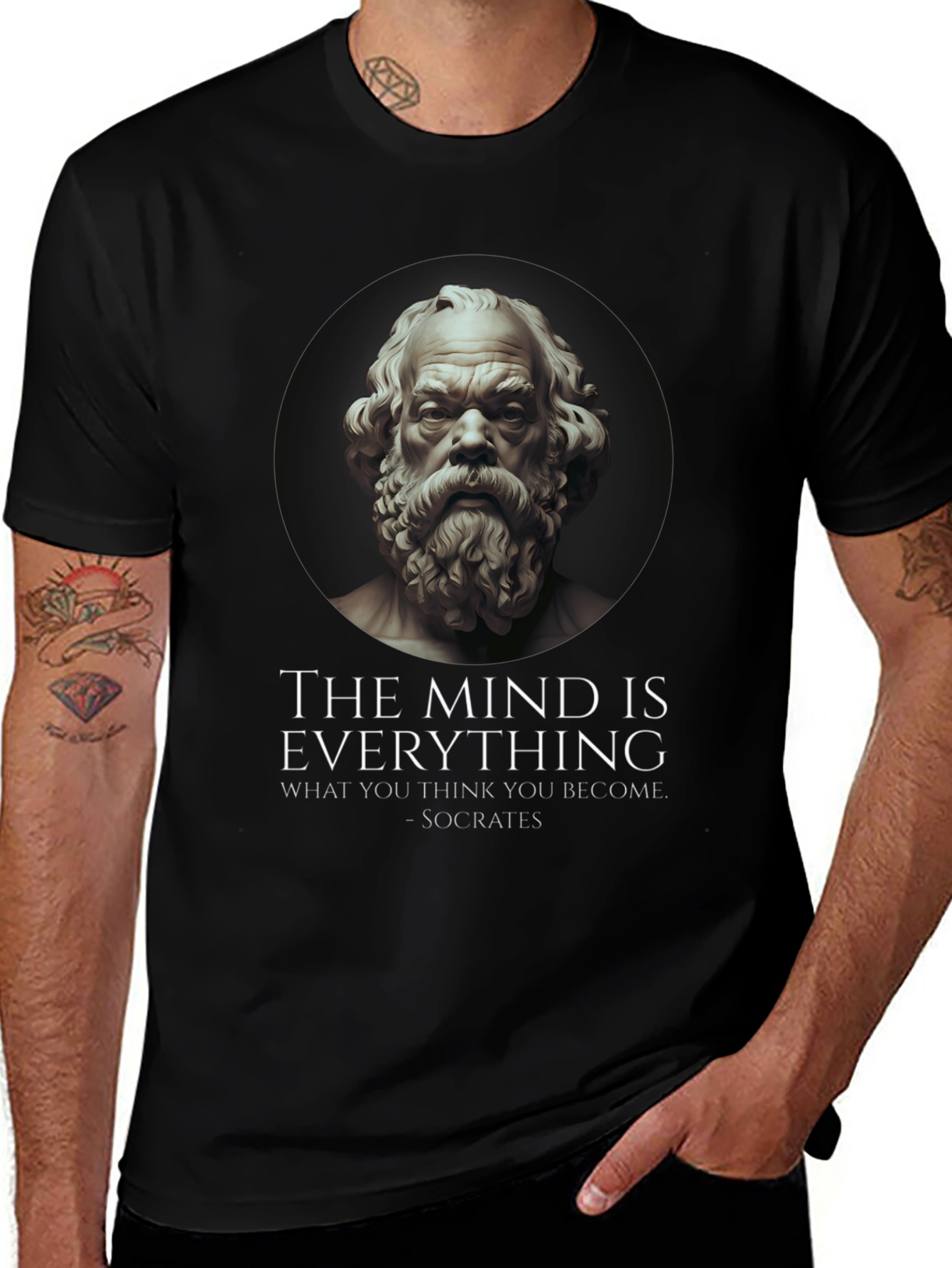Socrates Quote T-Shirt - "The Mind Is Everything" Black Tee
