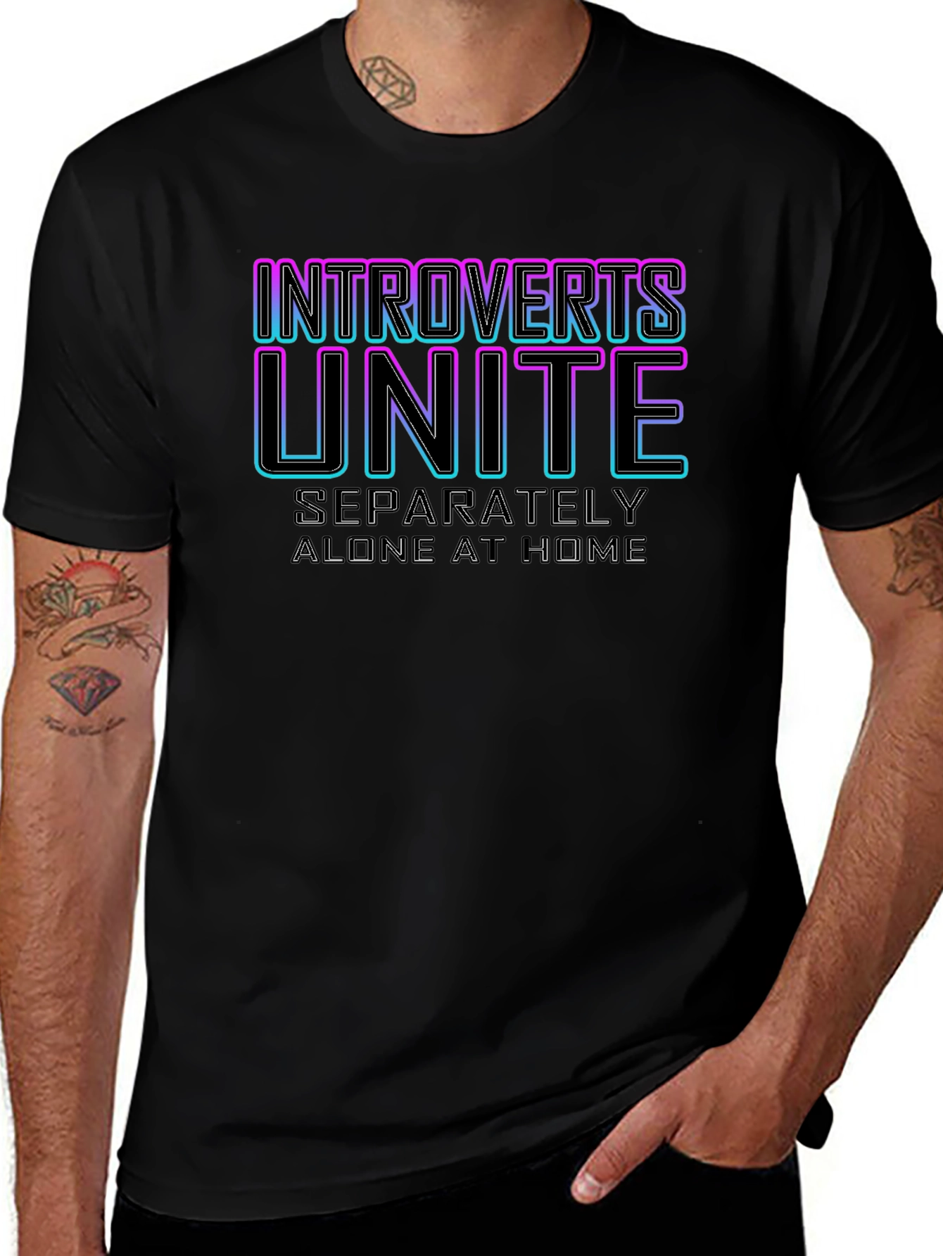 Variant 23 of Introverts Unite Black T-Shirt