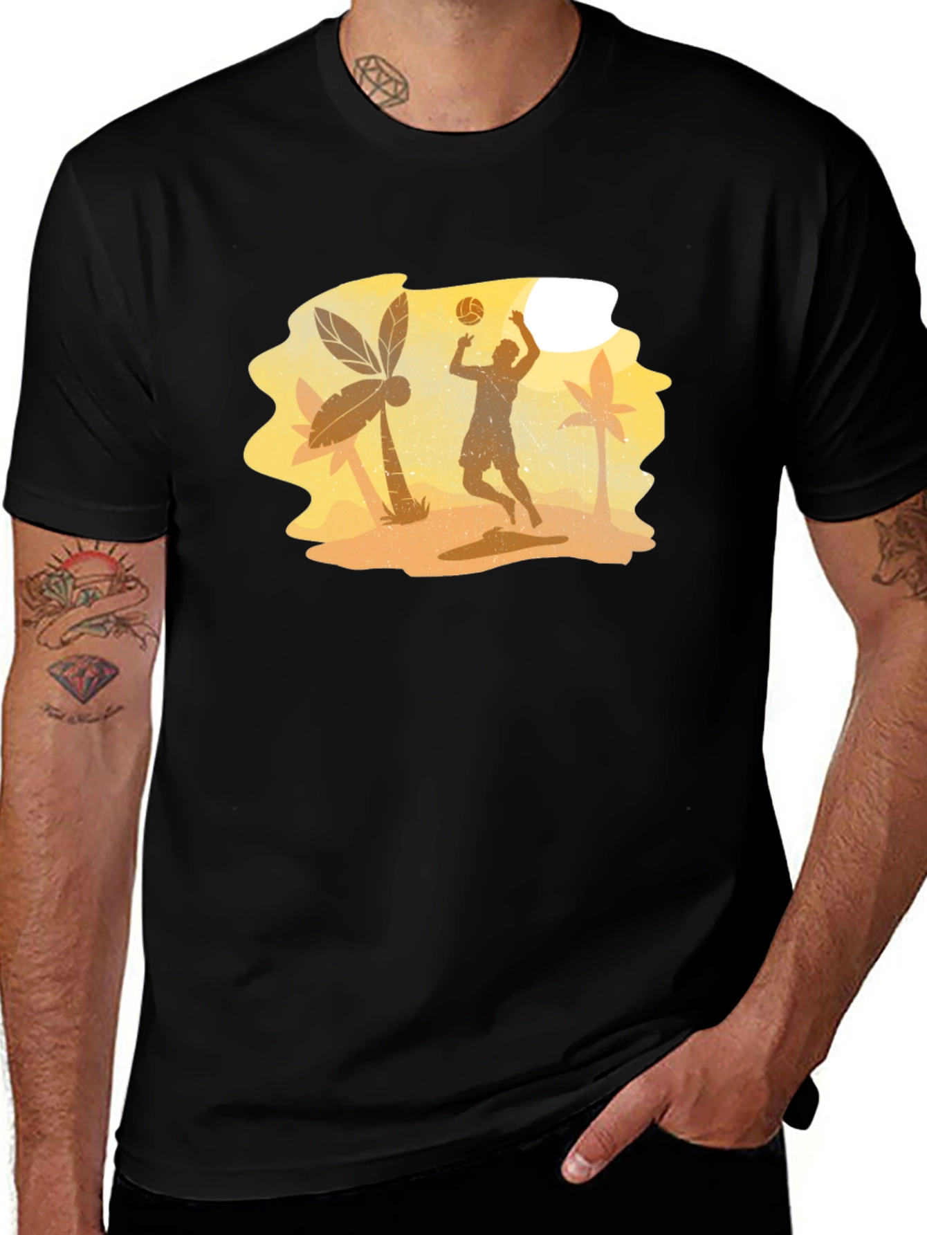 Black Beach Volleyball Player Graphic Tee main image