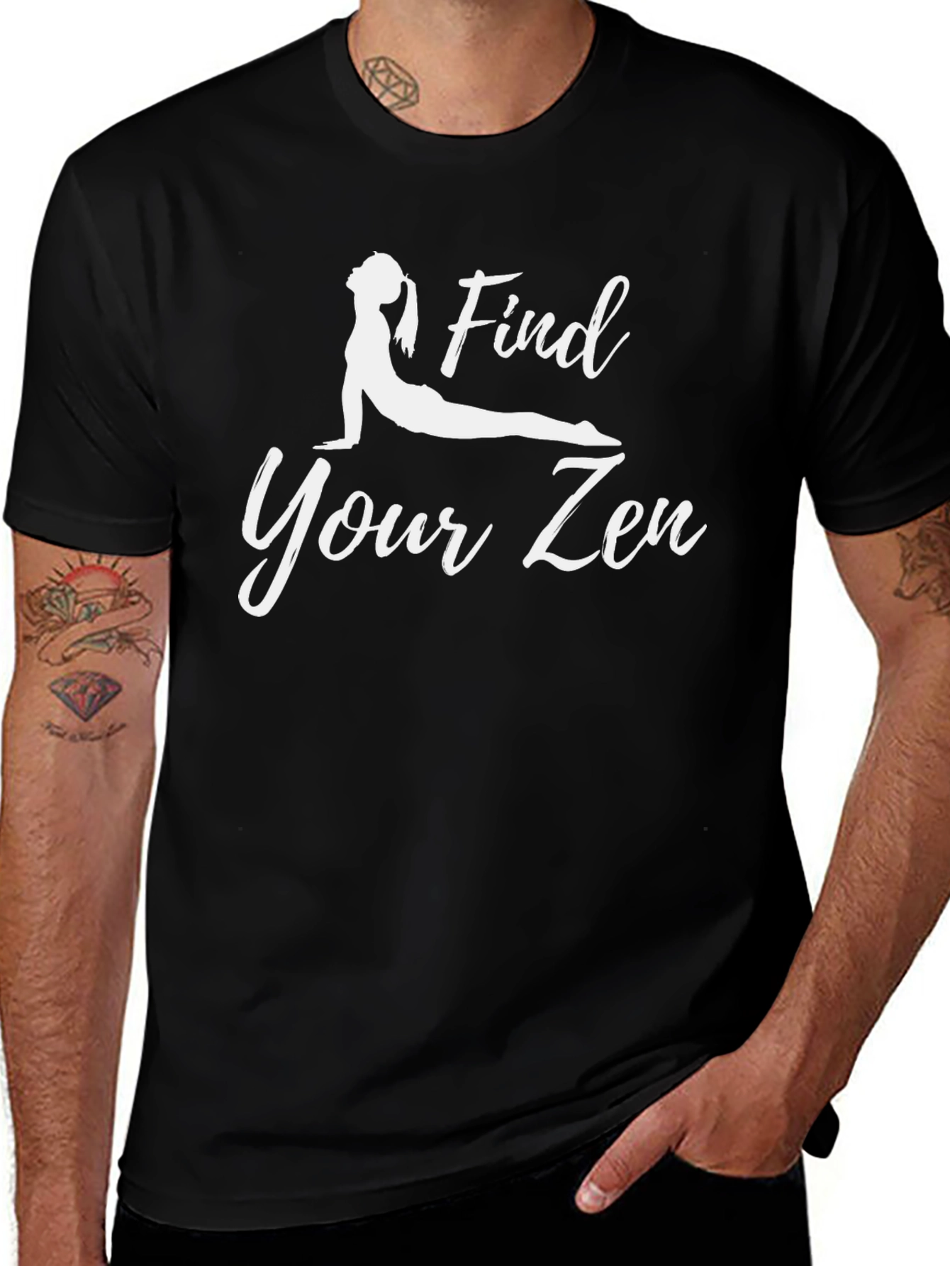 Variant 20 of Find Your Zen Black Yoga T-Shirt for Men