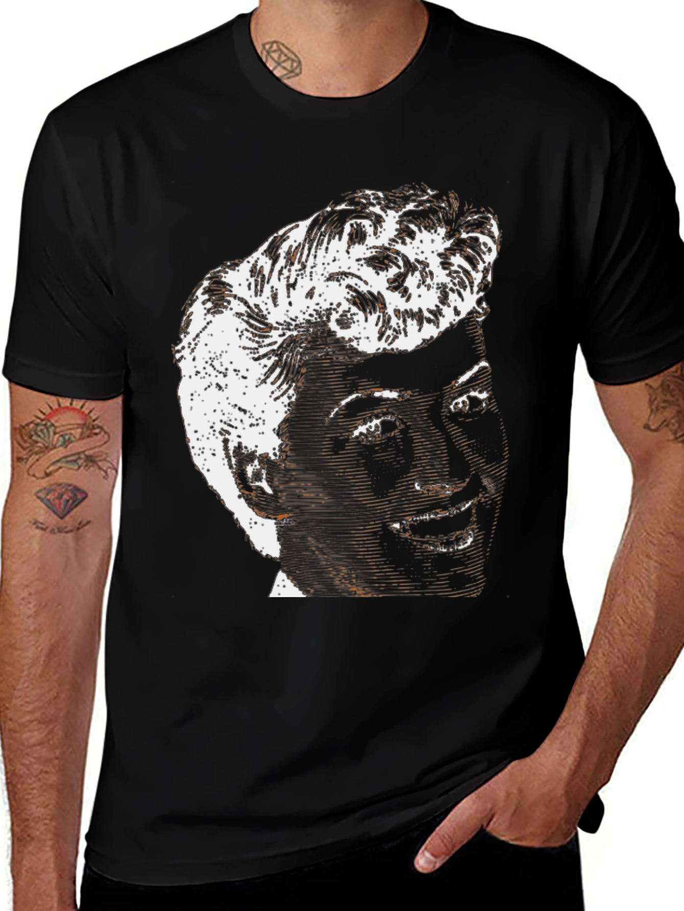 Variant 6 of Retro Portrait Graphic Black T-Shirt