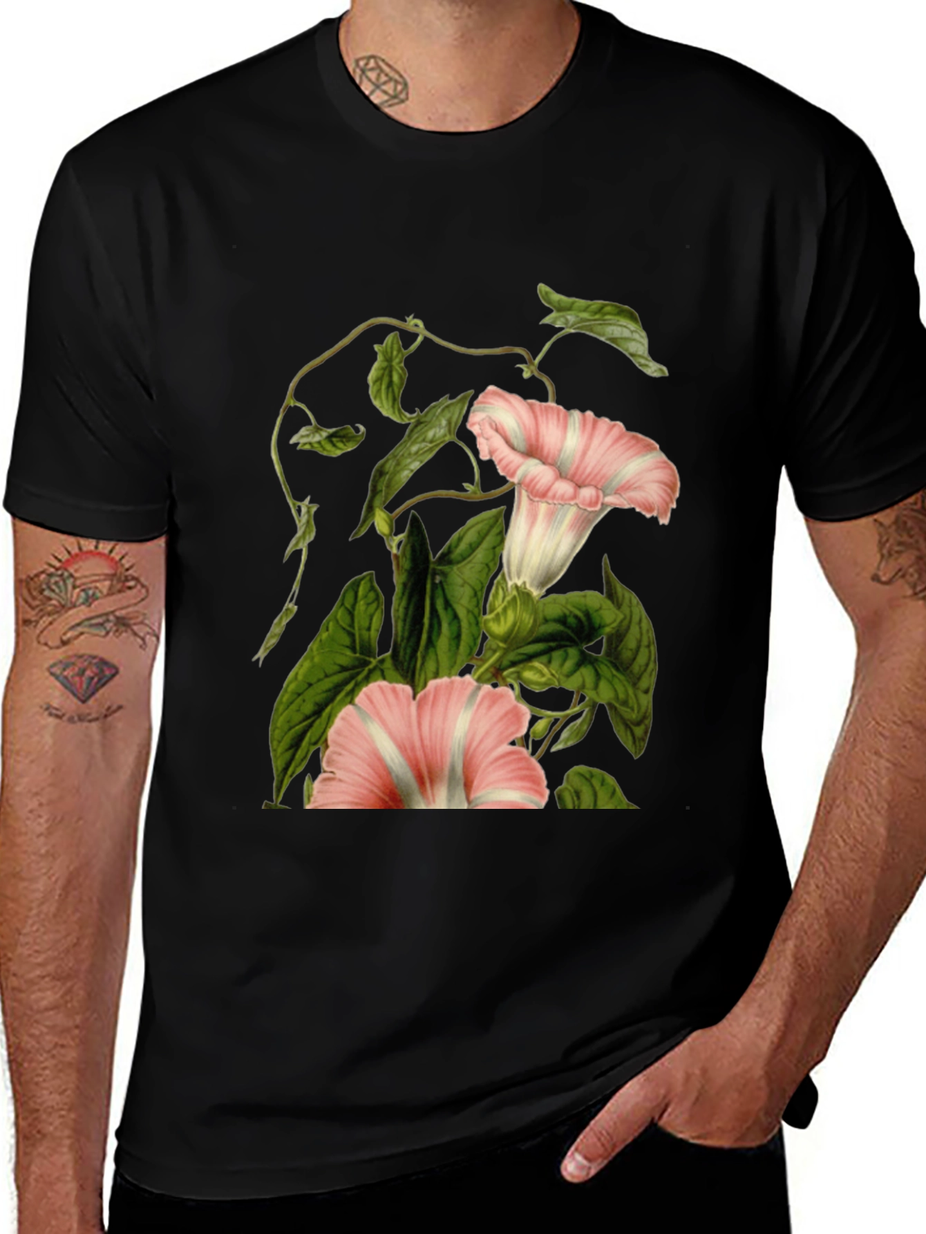 Variant 6 of Floral Graphic Black T-Shirt