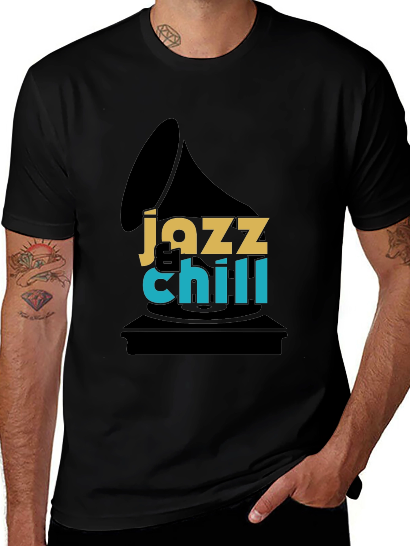 Variant 21 of Jazz Chill Graphic Tee - Cool & Comfortable Black T-Shirt