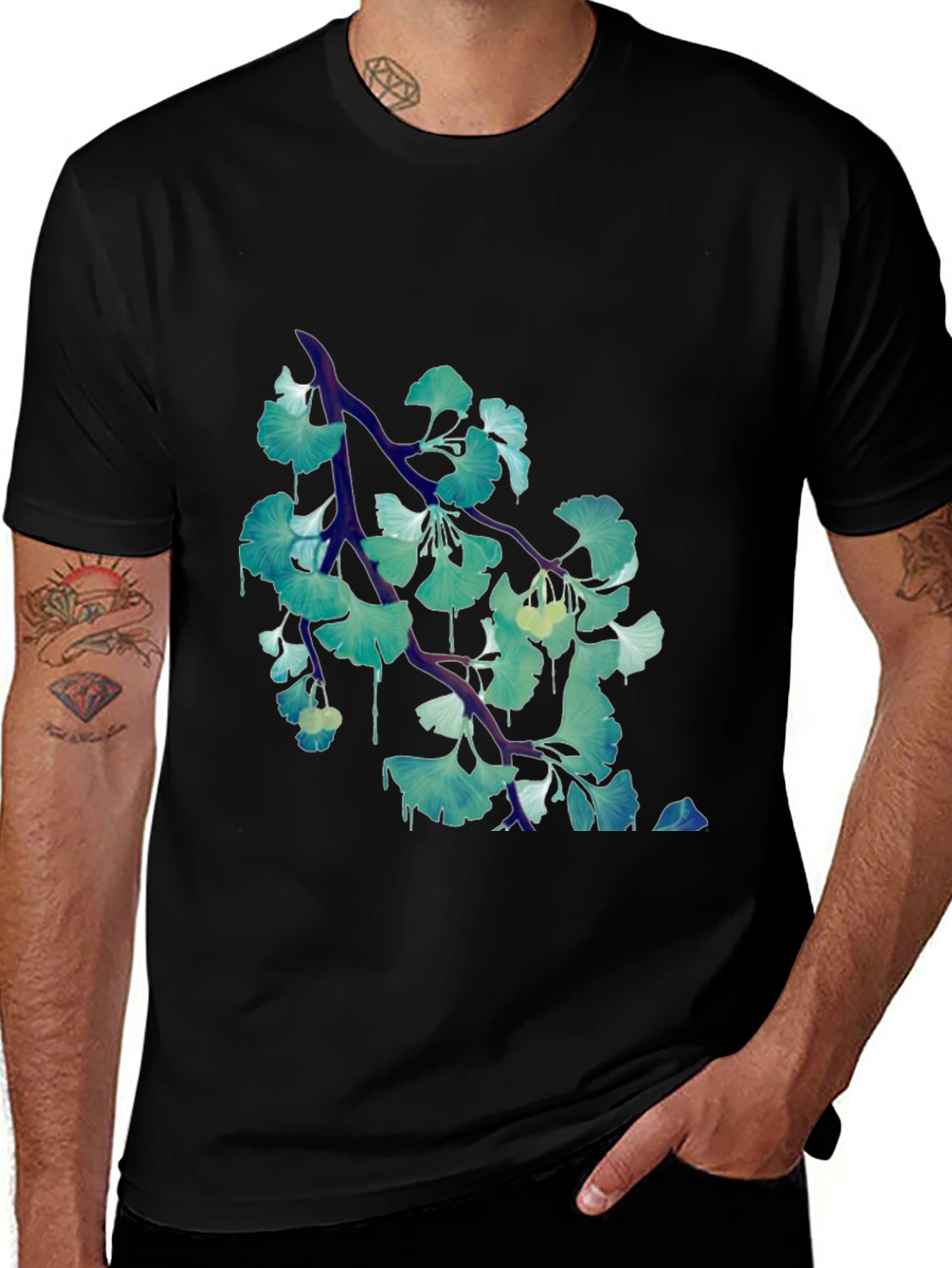 Variant 12 of Ginkgo Leaf Branch Black T-Shirt