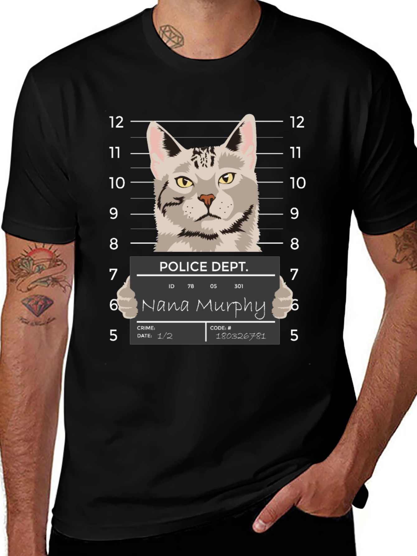 Variant 17 of Cat Mugshot Graphic T-Shirt