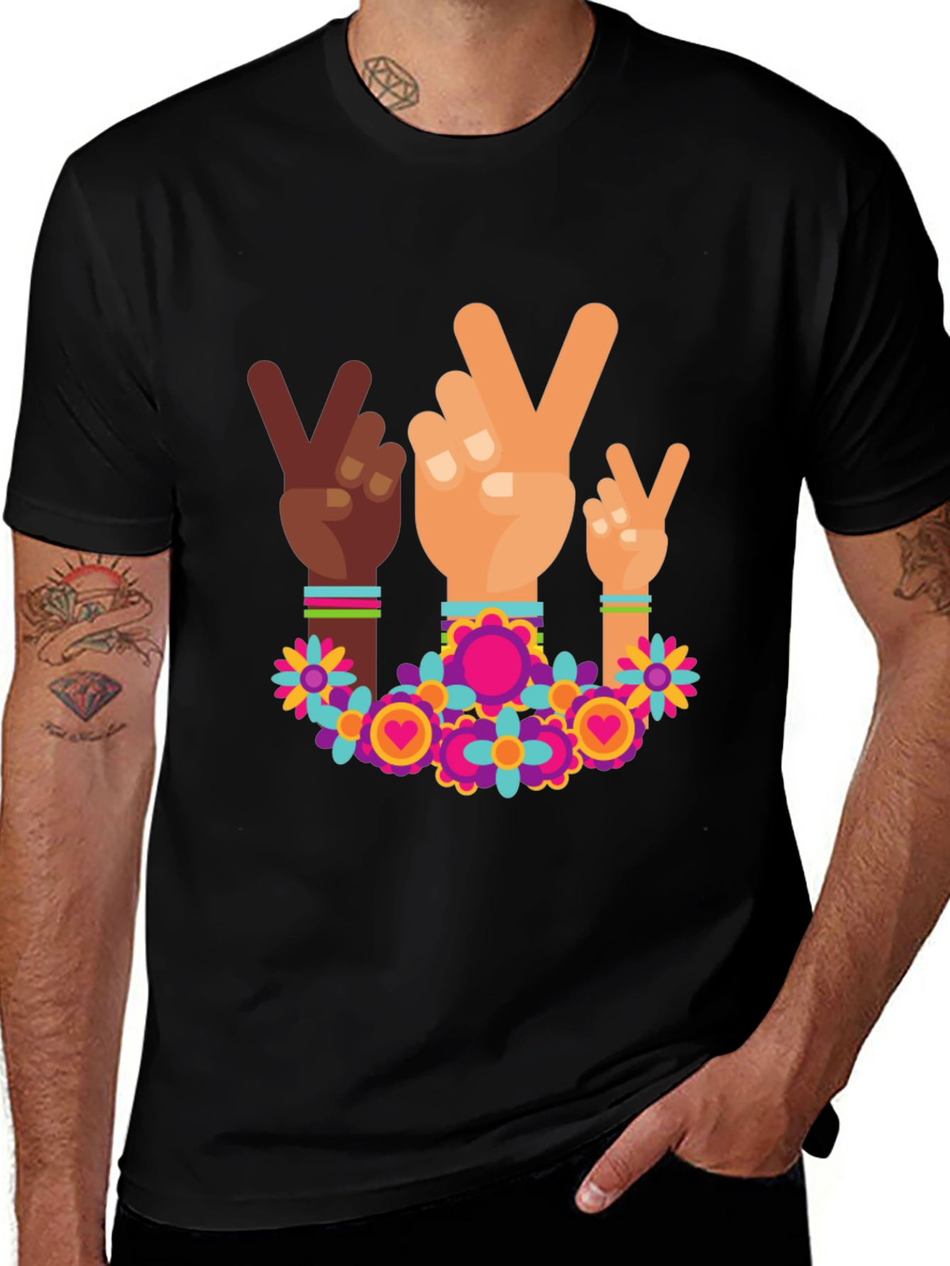 Variant 2 of Peace Sign Hands Graphic Tee
