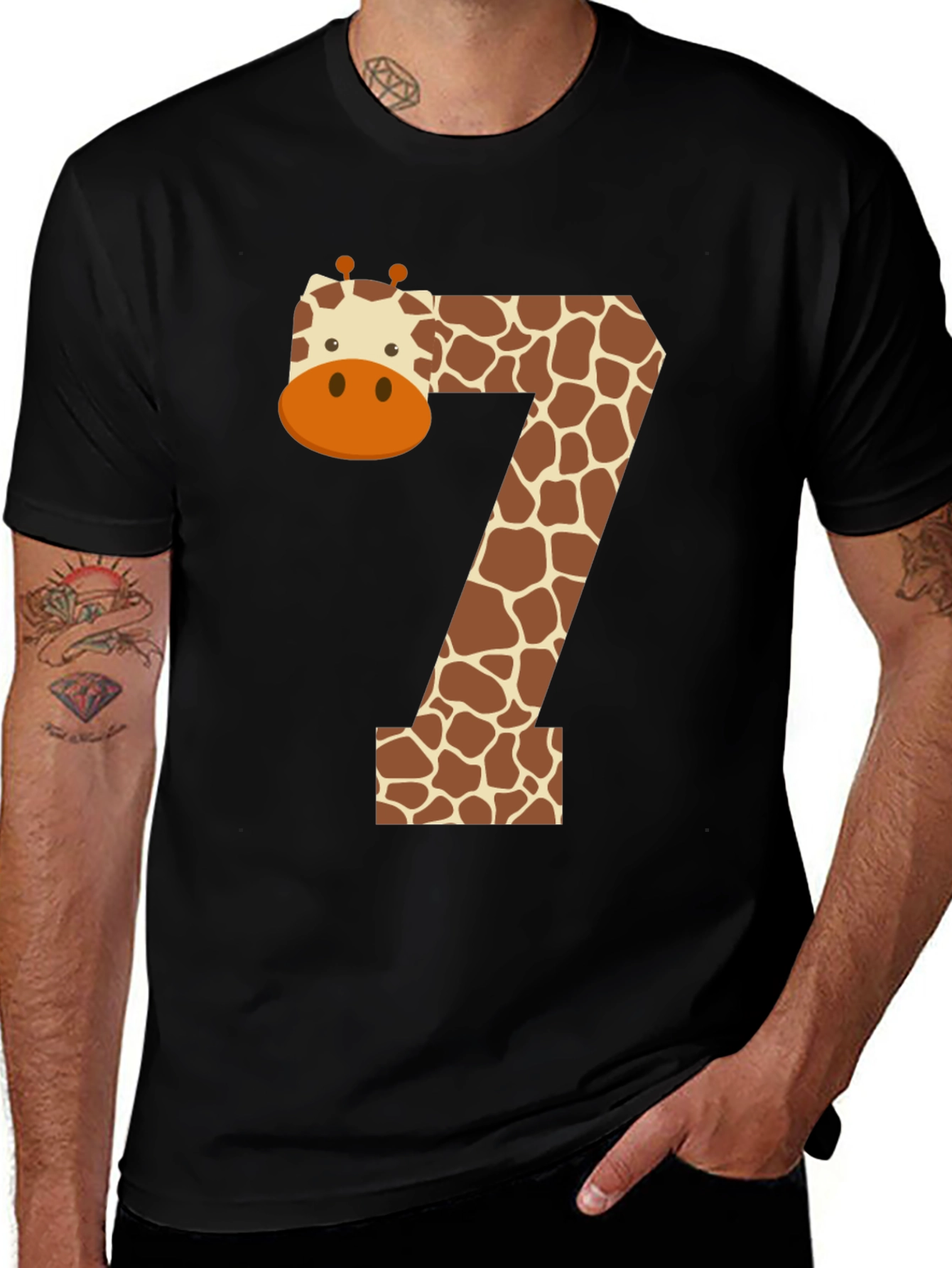 Variant 6 of Giraffe Number 7 T-Shirt