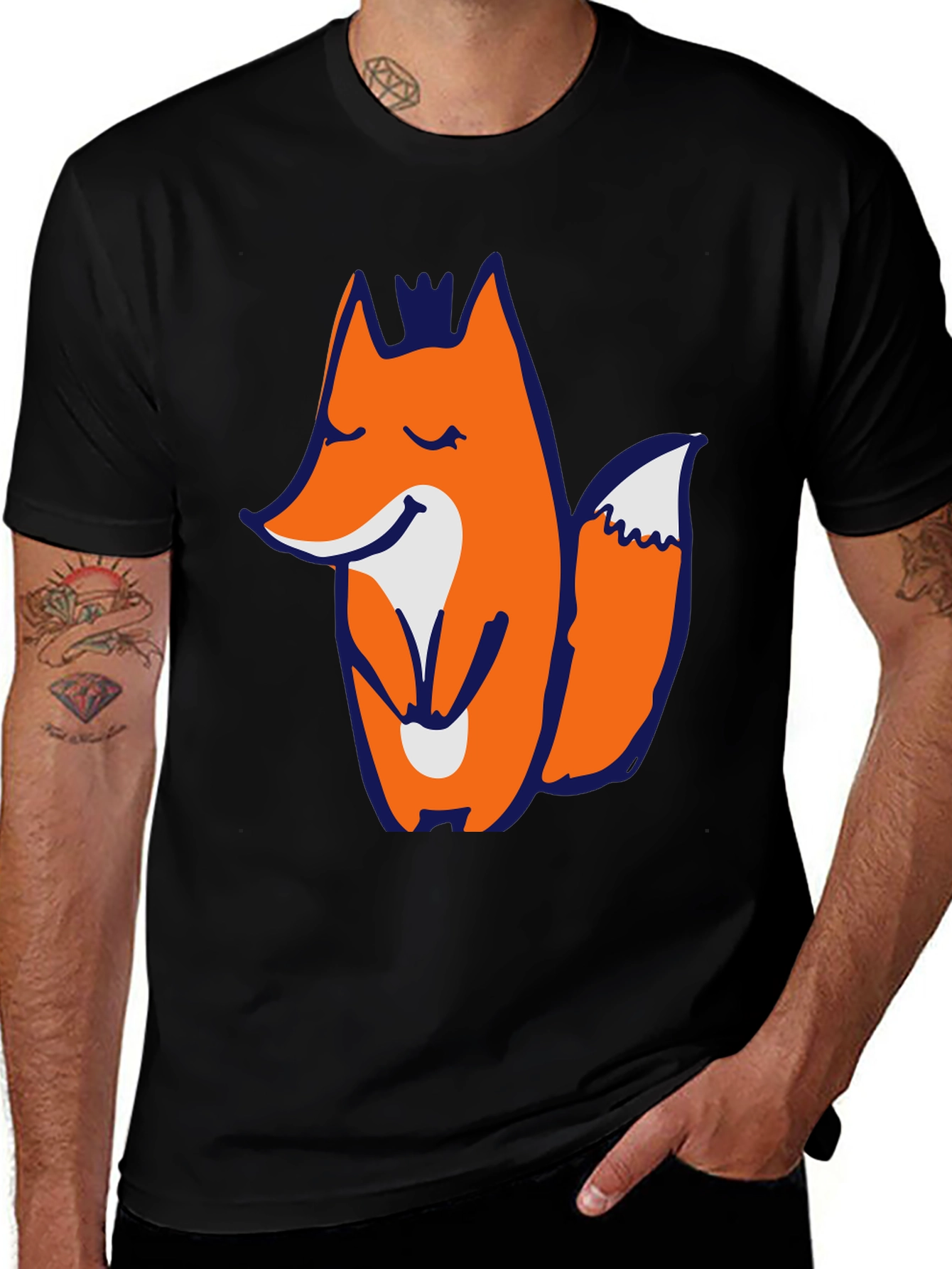 Variant 25 of Men's Black T-shirt with Fox Graphic