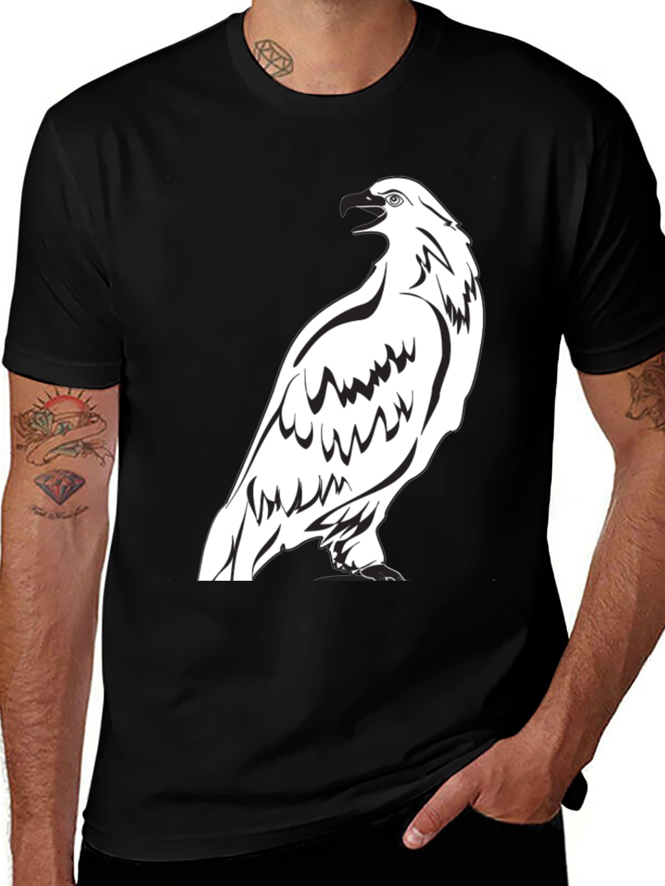 Variant 14 of Eagle Graphic Print Crew Neck T-Shirt