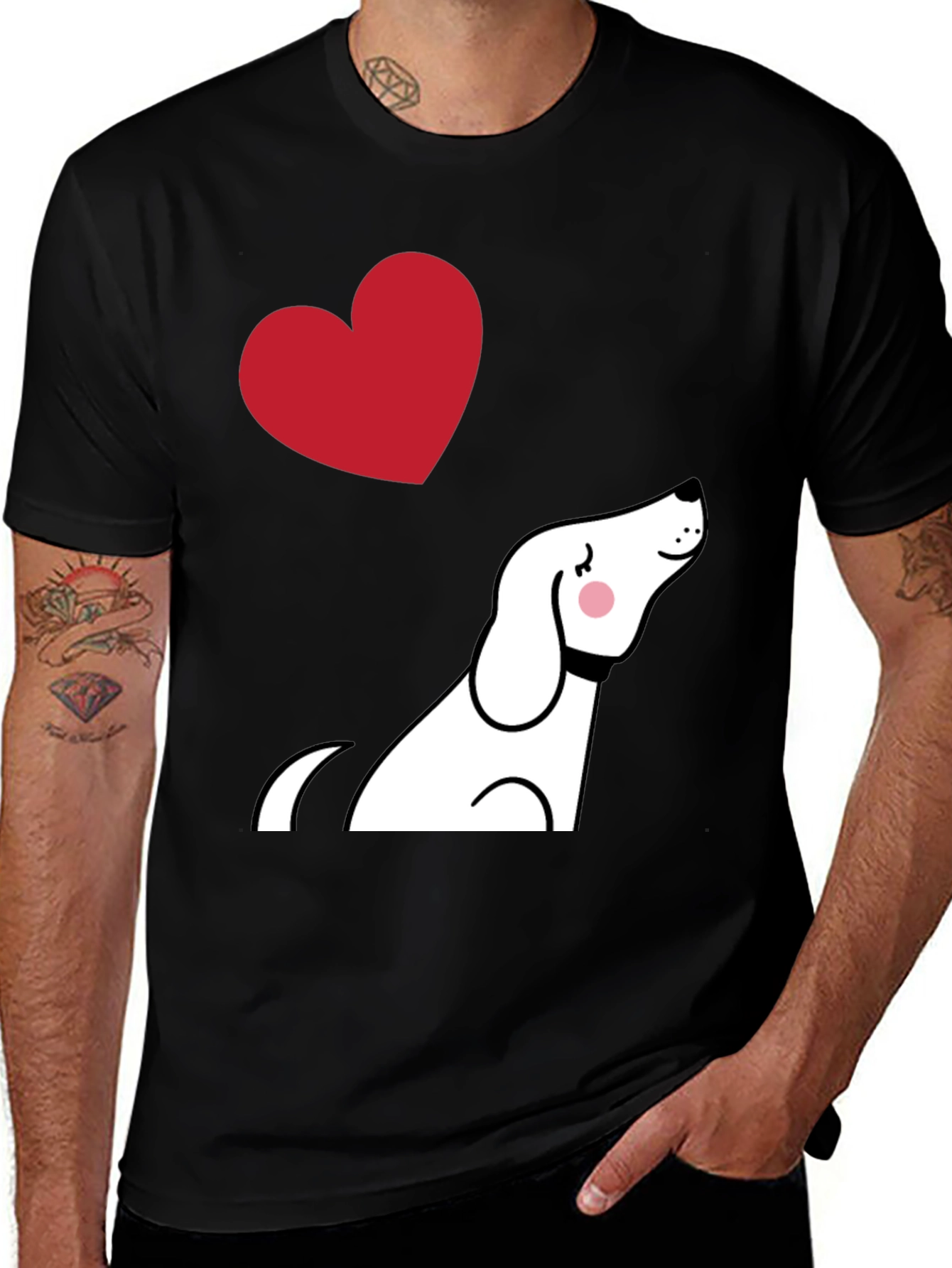 Variant 21 of Dog Lover Graphic Tee - Cute Heart Design