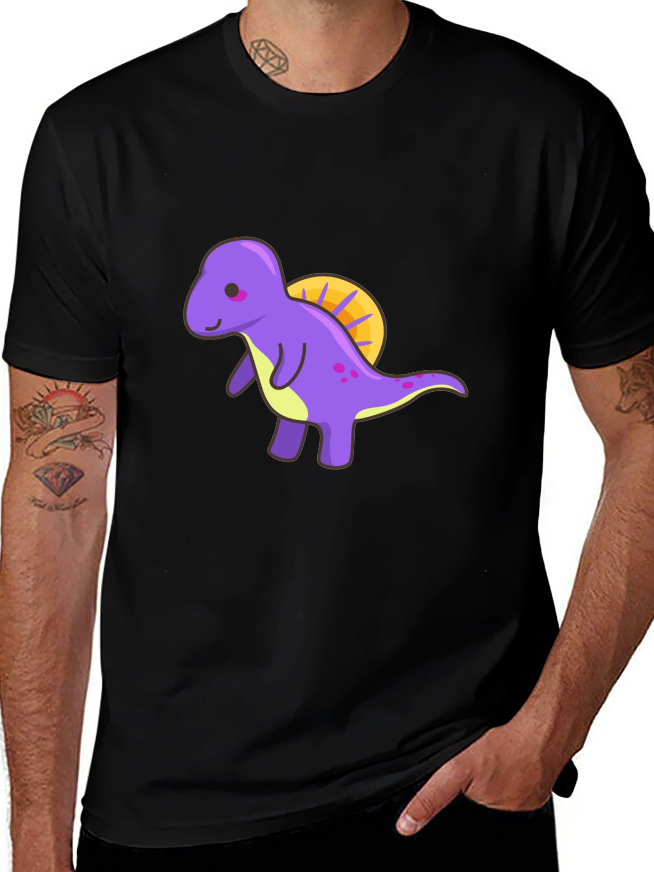 Variant 2 of Cute Dino T-Shirt - Purple Cartoon Dinosaur Tee