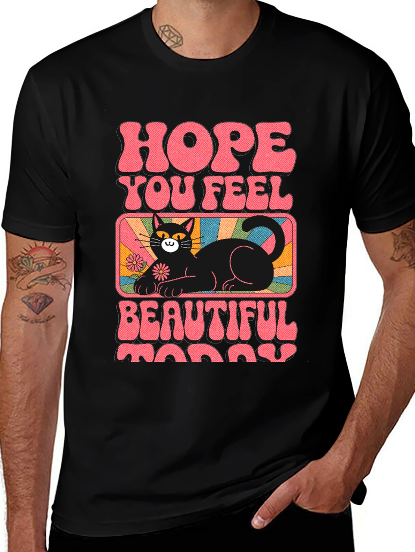 Variant 28 of Hope You Feel Beautiful Today Cat Graphic Tee