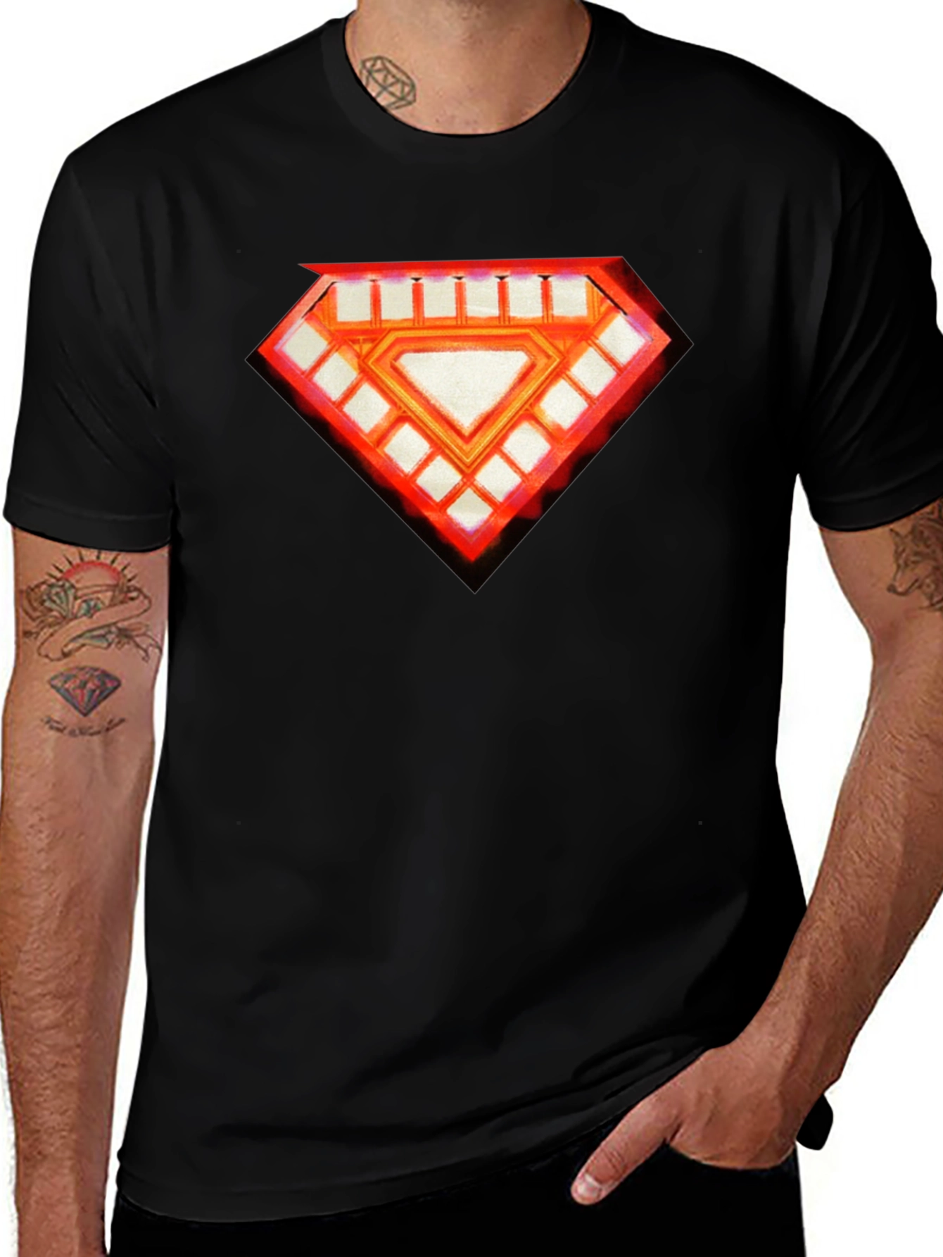 Variant 26 of Men's Black T-Shirt - Diamond Graphic Tee