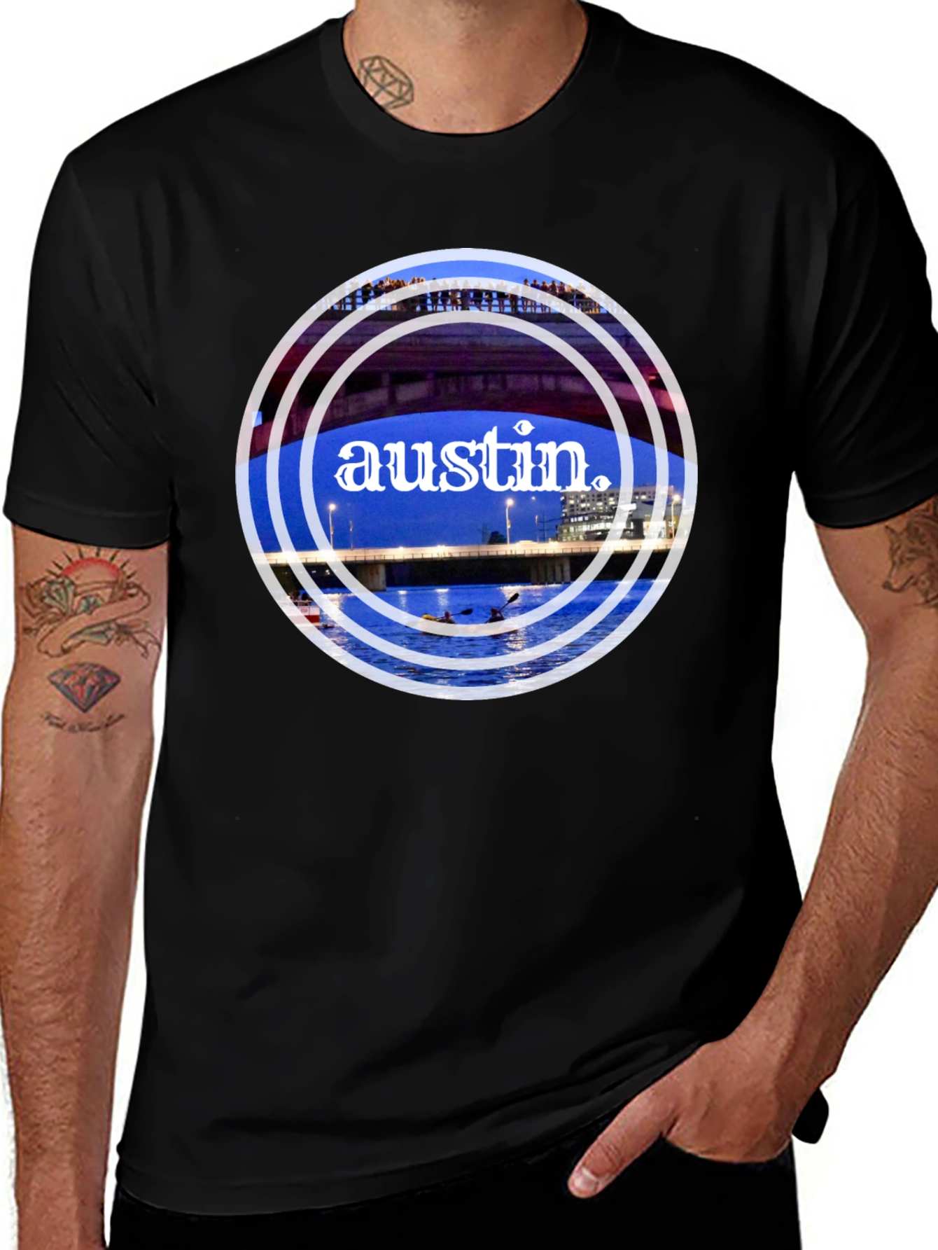 Variant 7 of Austin Bridge Graphic Tee - Black Cotton Blend Shirt