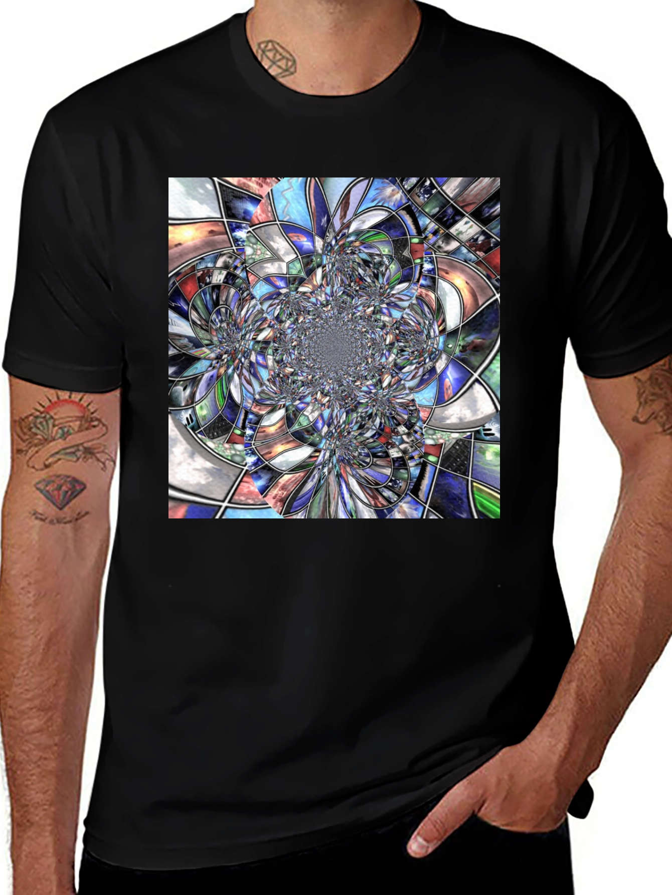 Abstract Fractal Art Black T-Shirt