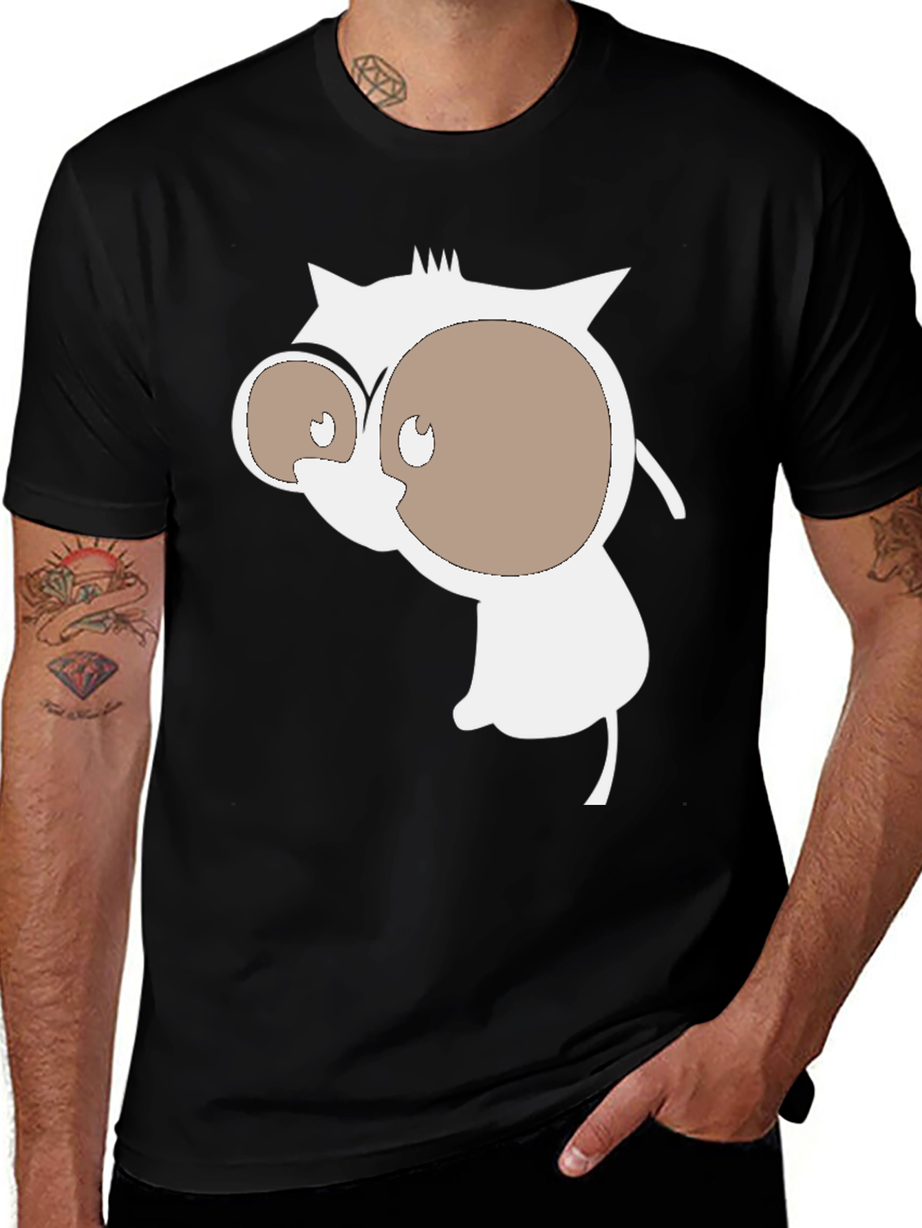 Variant 21 of Men's Black T-Shirt with Cartoon Graphic